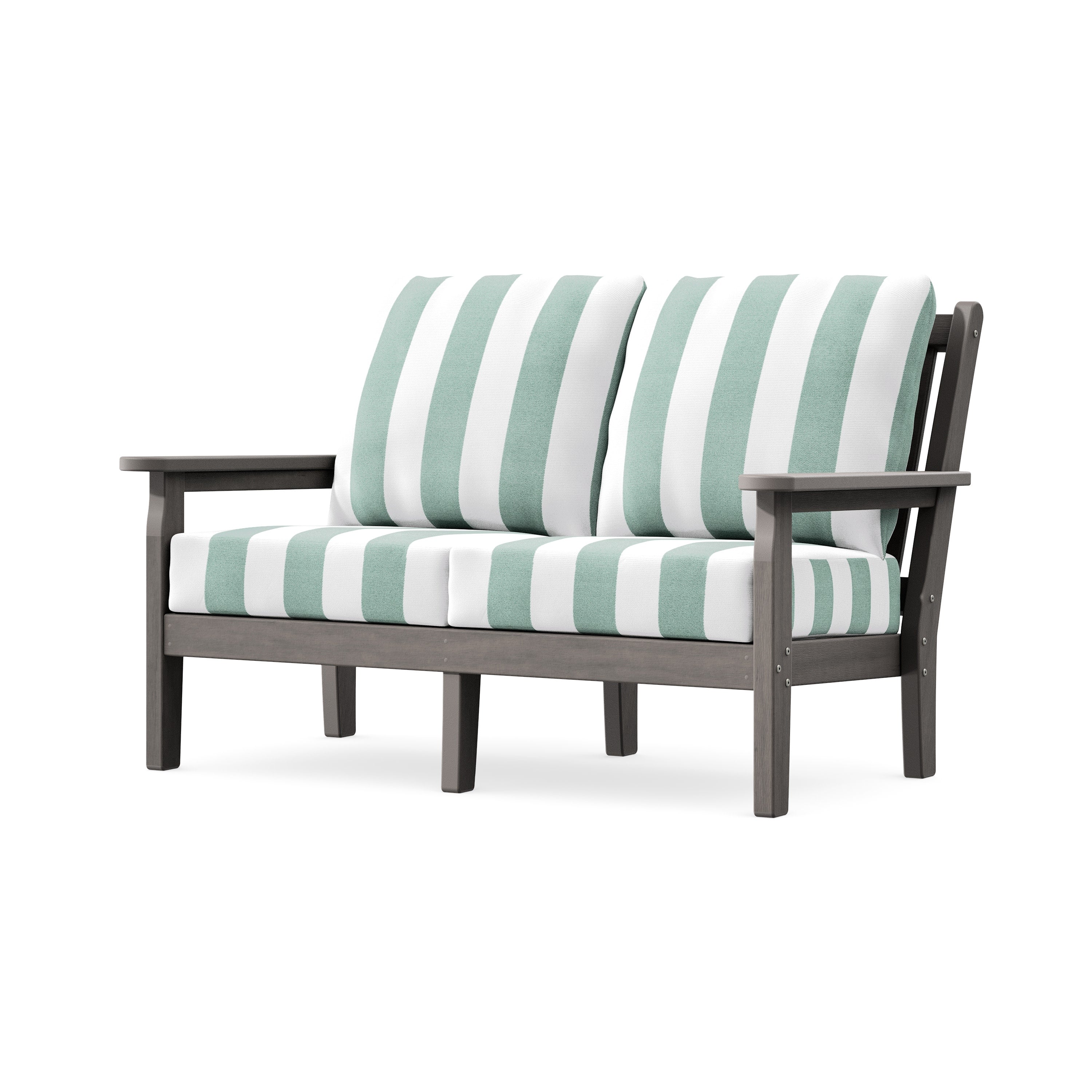 Chippendale Deep Seating Loveseat in Driftwood / Cabana Stripe Glacier Spa