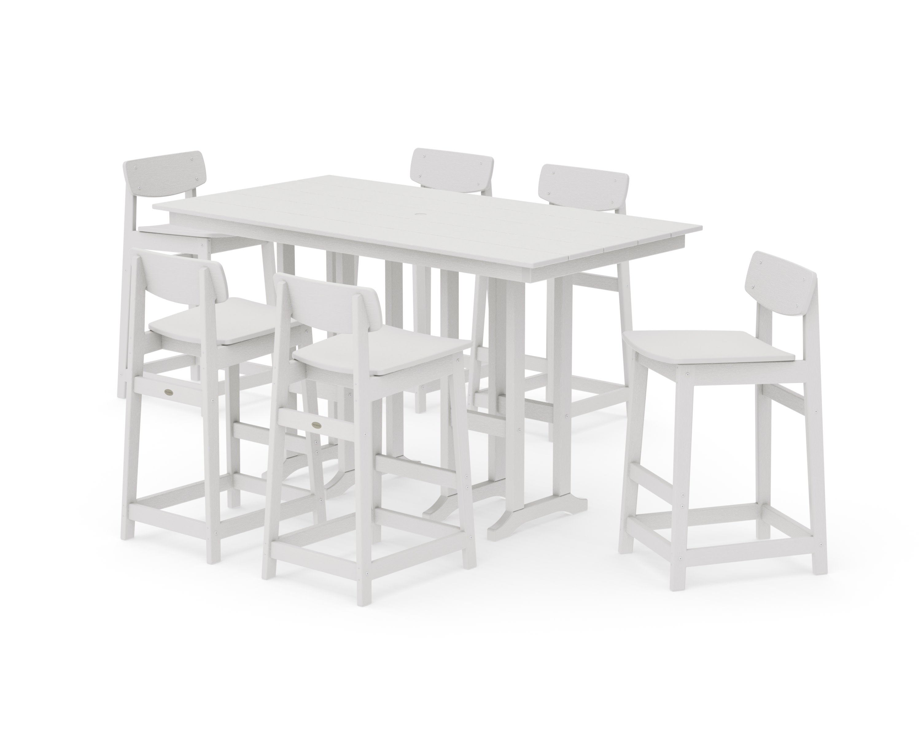 Modern Studio Urban Lowback Bar Chair 7-Piece Set in Vintage White