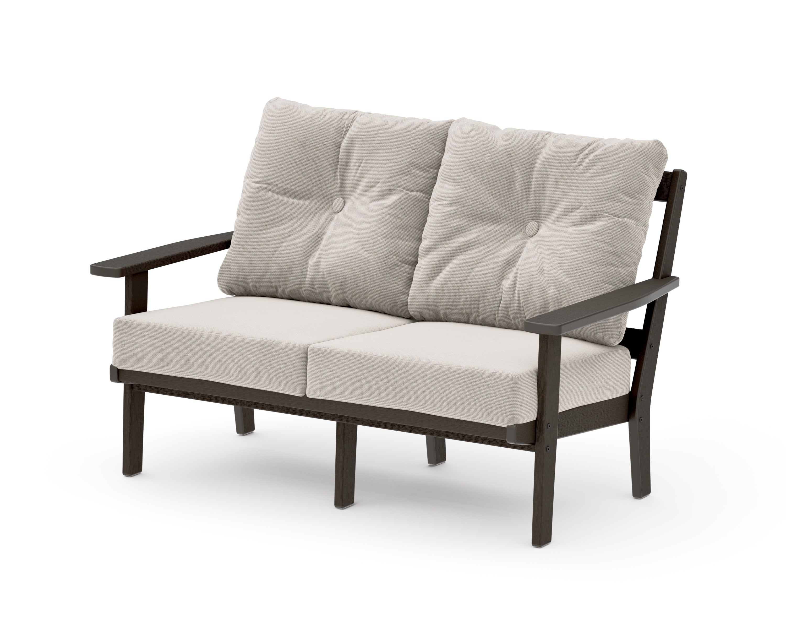 Oxford Deep SeatingLoveseat in Vintage Coffee / Dune Burlap