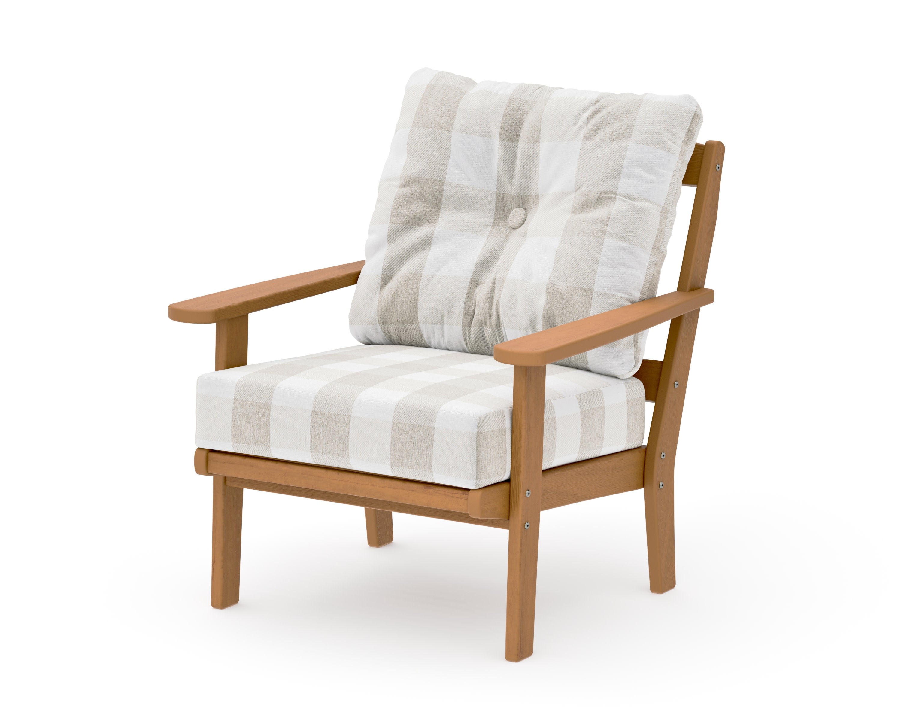 Mission Deep Seating Chair in Natural / Buffalo Plaid Dune Burlap
