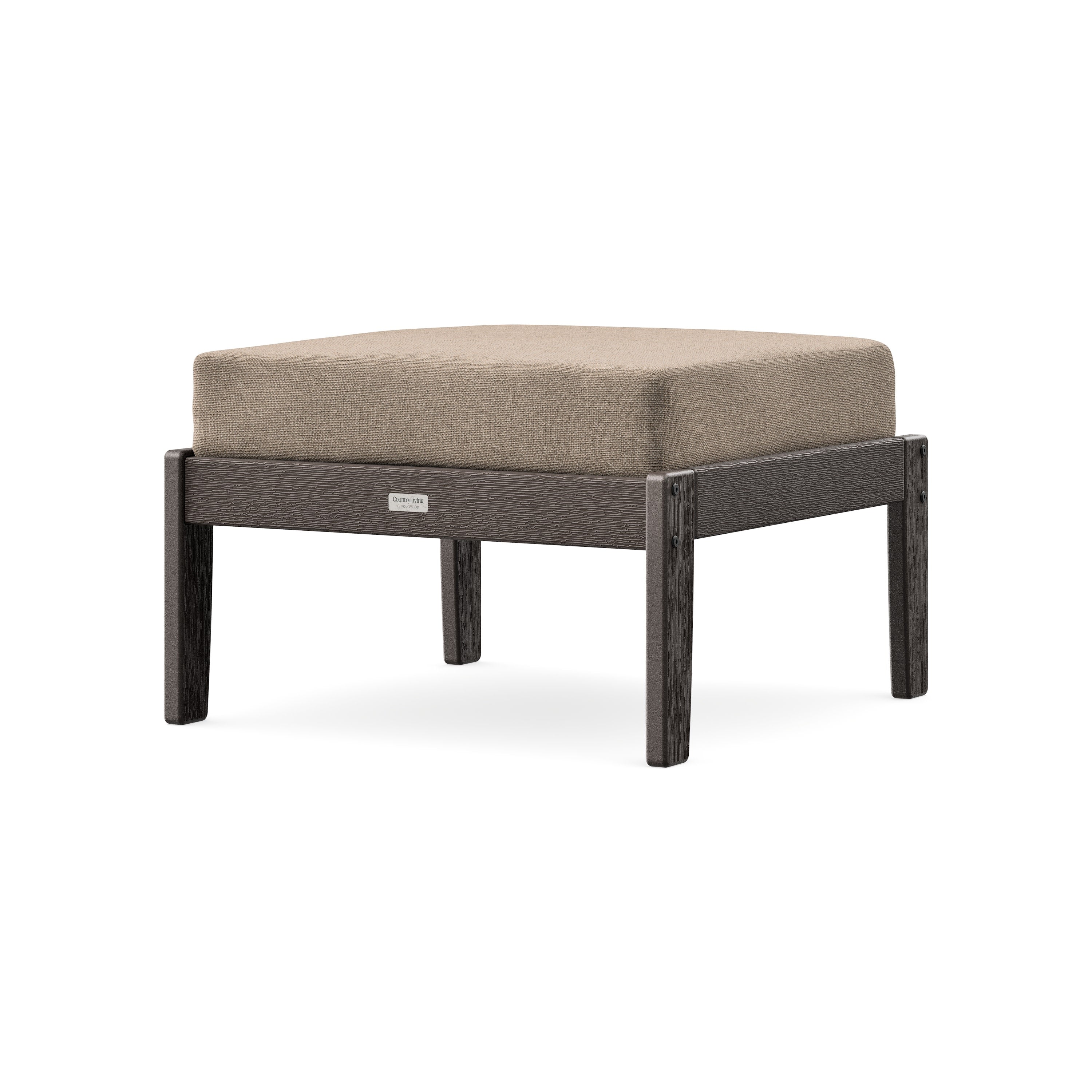 Cottage Deep Seating Ottoman in Vintage Coffee / Spiced Burlap
