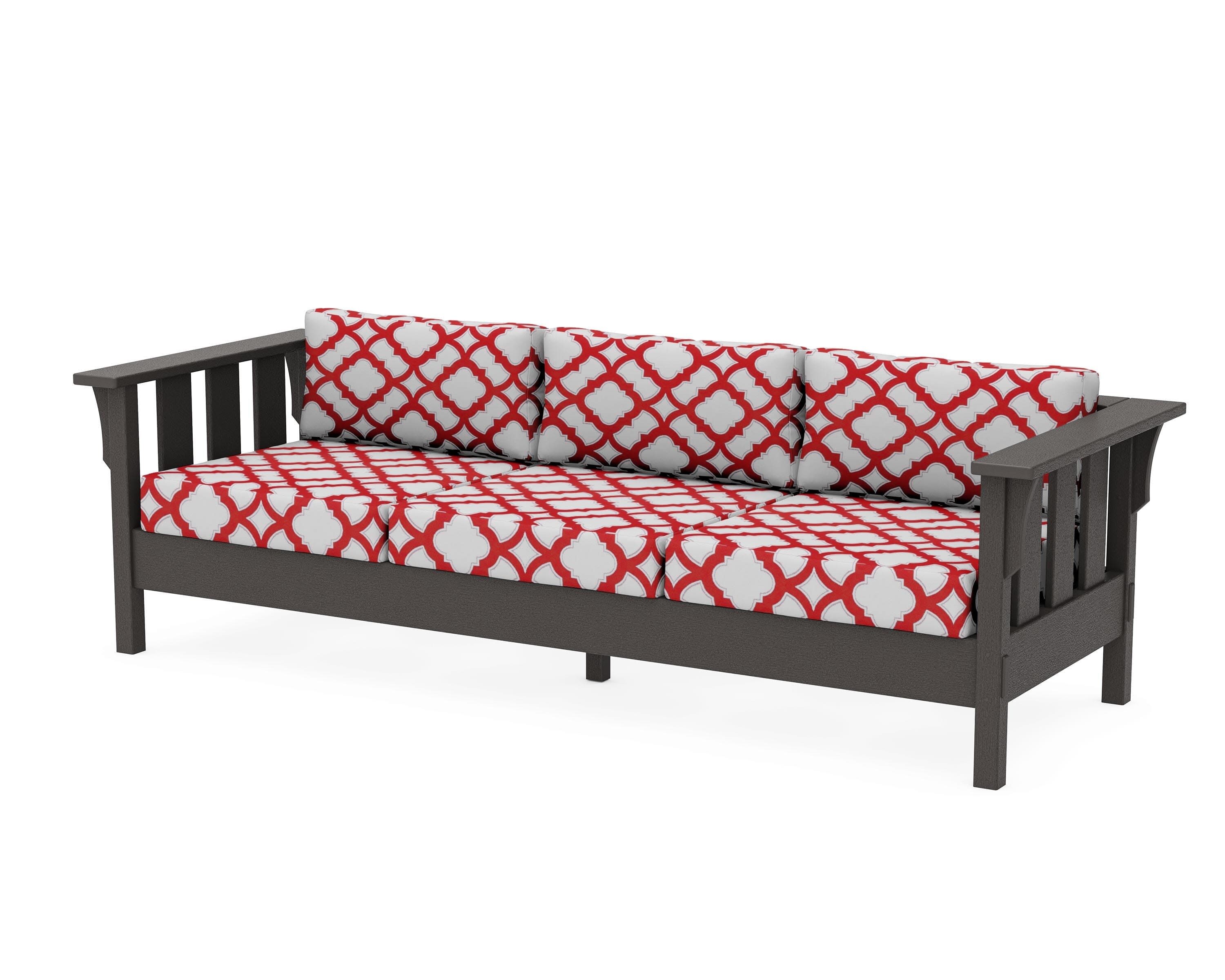 Acadia Deep Seating Sofa in Vintage Coffee / Trellis Crimson