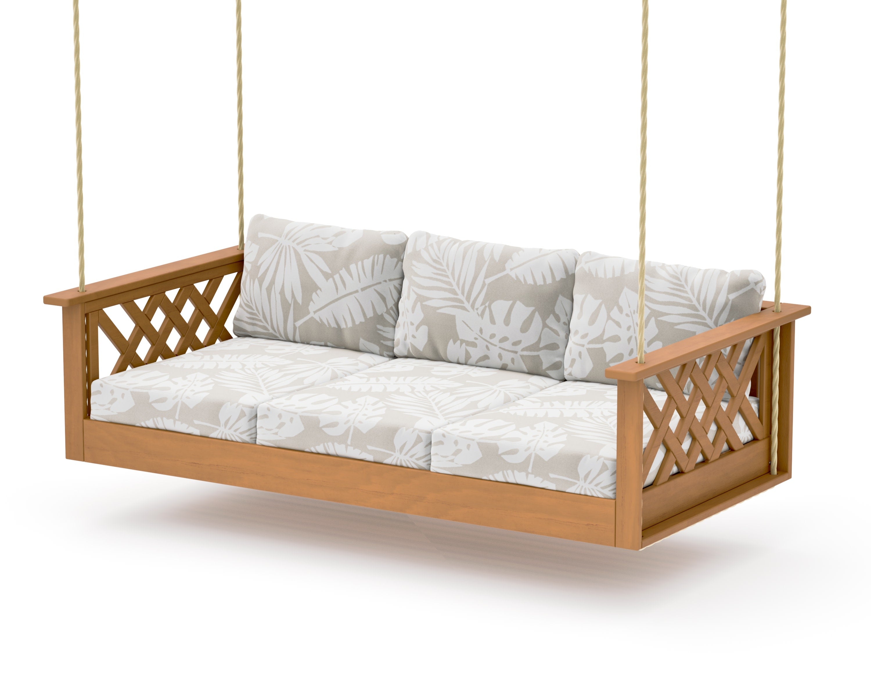 Wovendale Daybed Swing in Natural / Leaf Dune Burlap