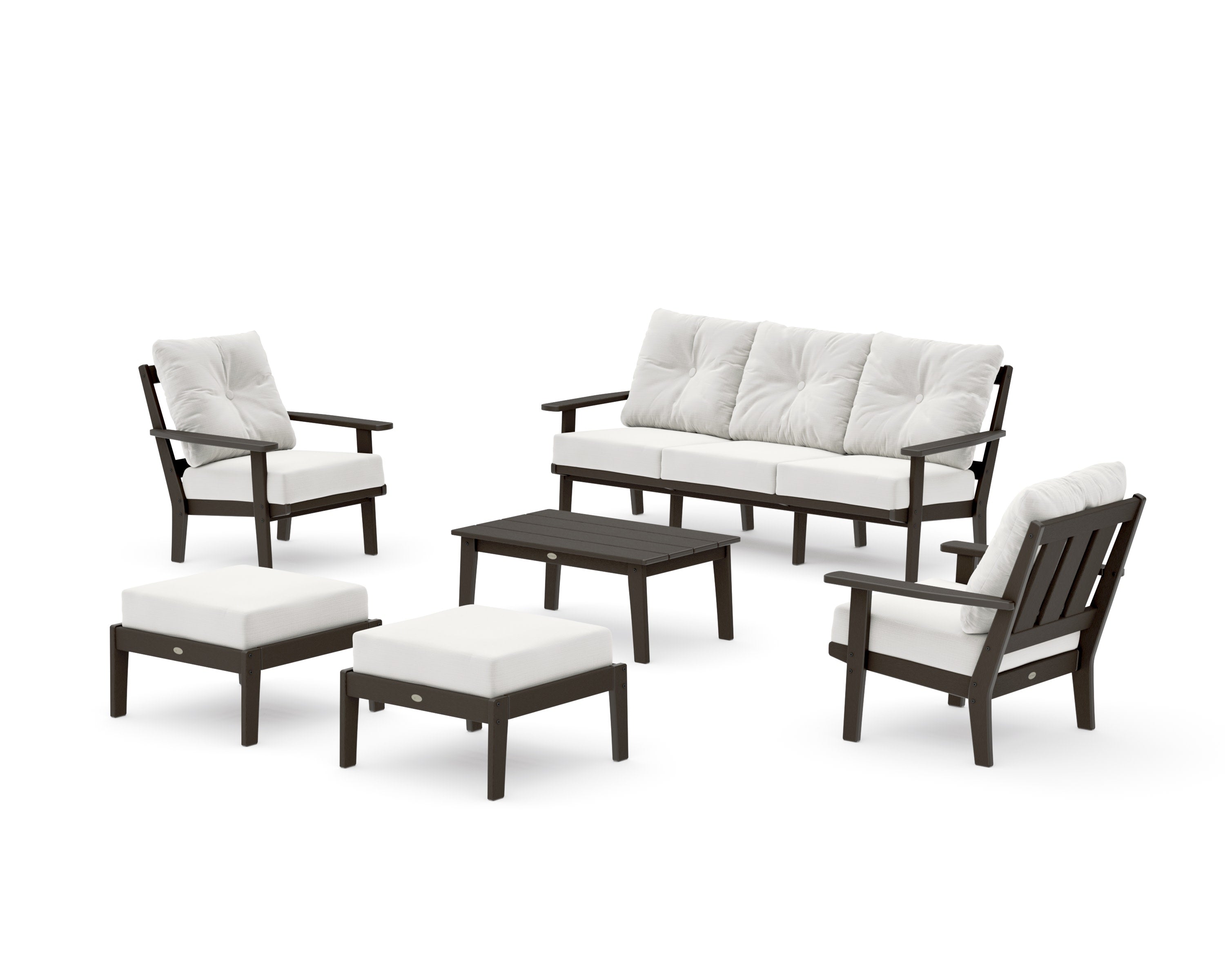 Oxford 6-Piece Lounge Sofa Set in Vintage Coffee / Natural Linen
