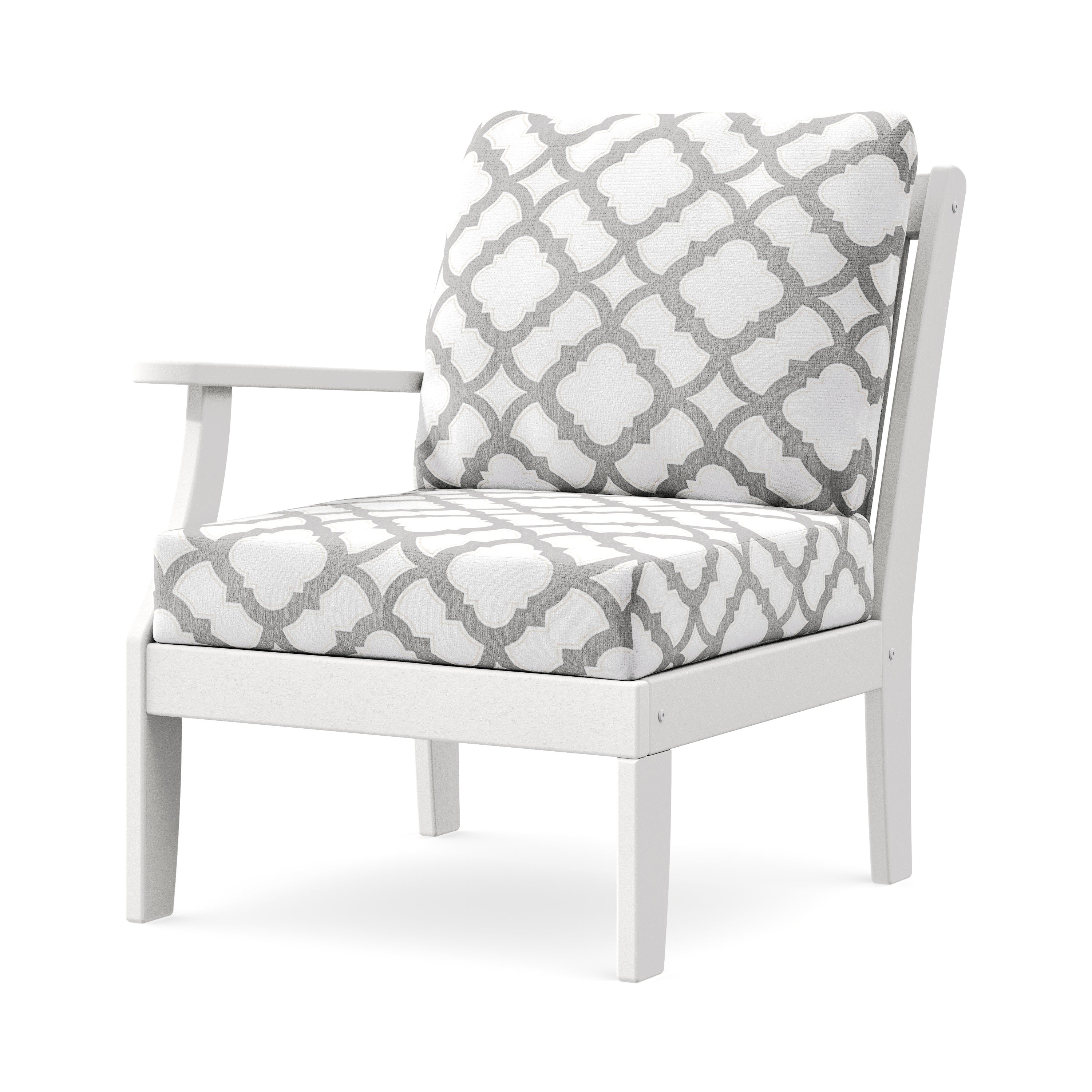 Braxton Modular Left Arm Chair in White / Trellis Grey Mist