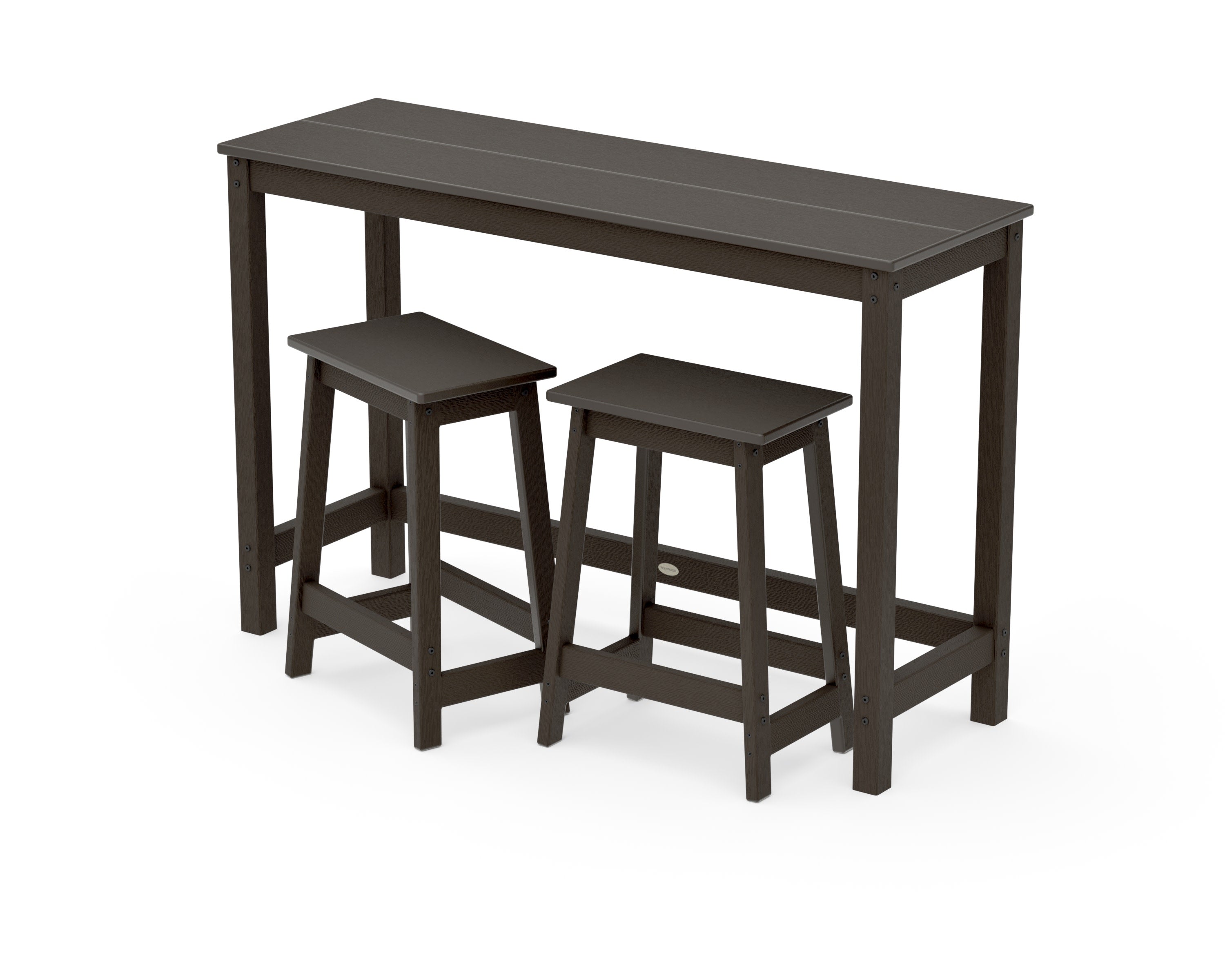 Modern Studio Stool 3-Piece Counter Balcony Set in Vintage Coffee