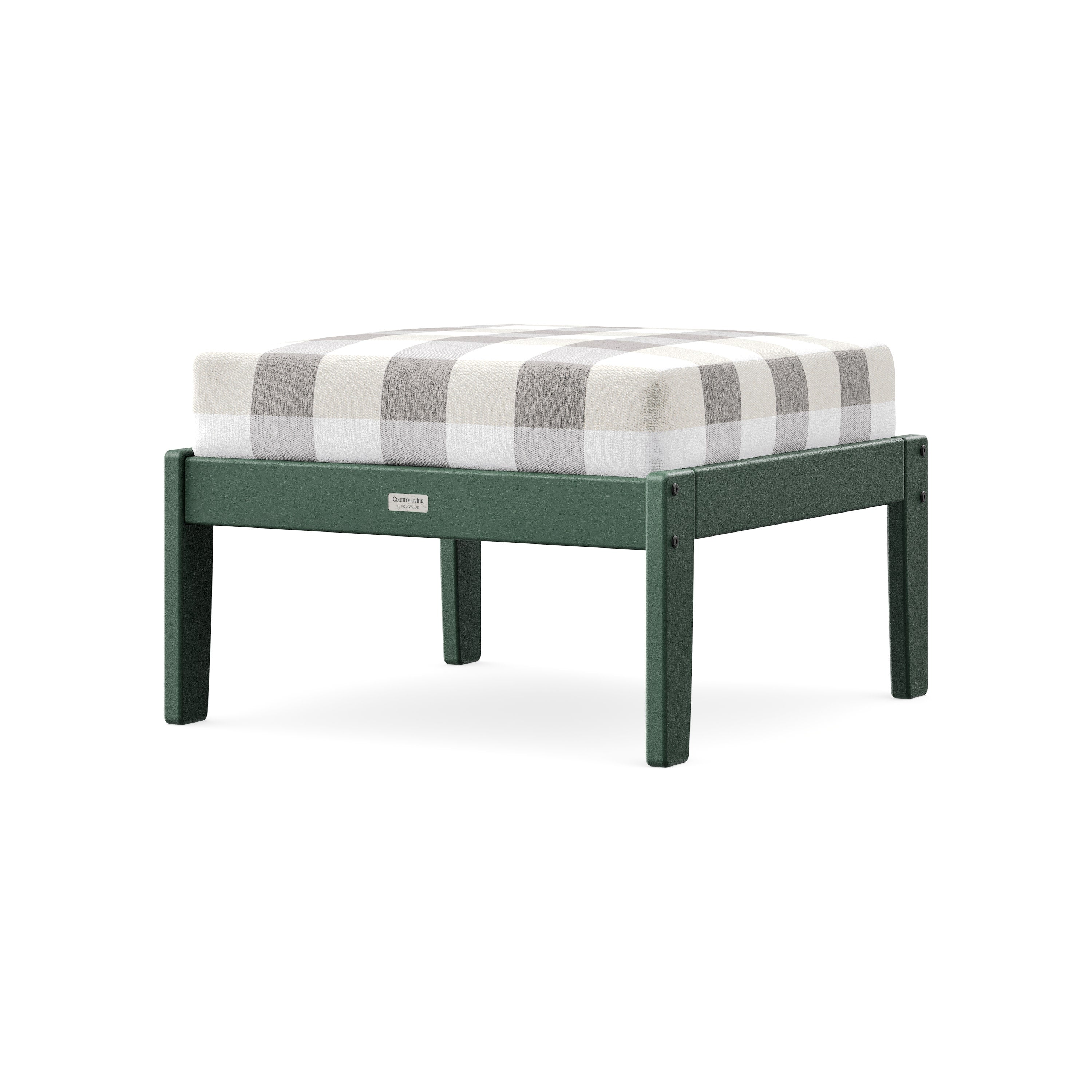 Cottage Deep Seating Ottoman in Green / Buffalo Plaid Grey Mist