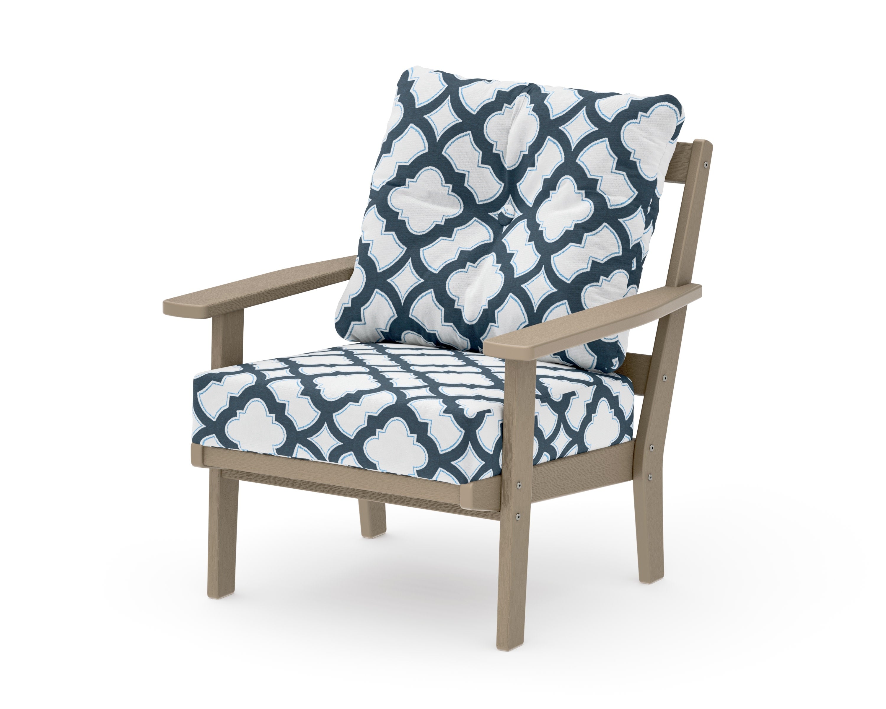 Oxford Deep Seating Chair in Vintage Sahara / Trellis Marine Indigo