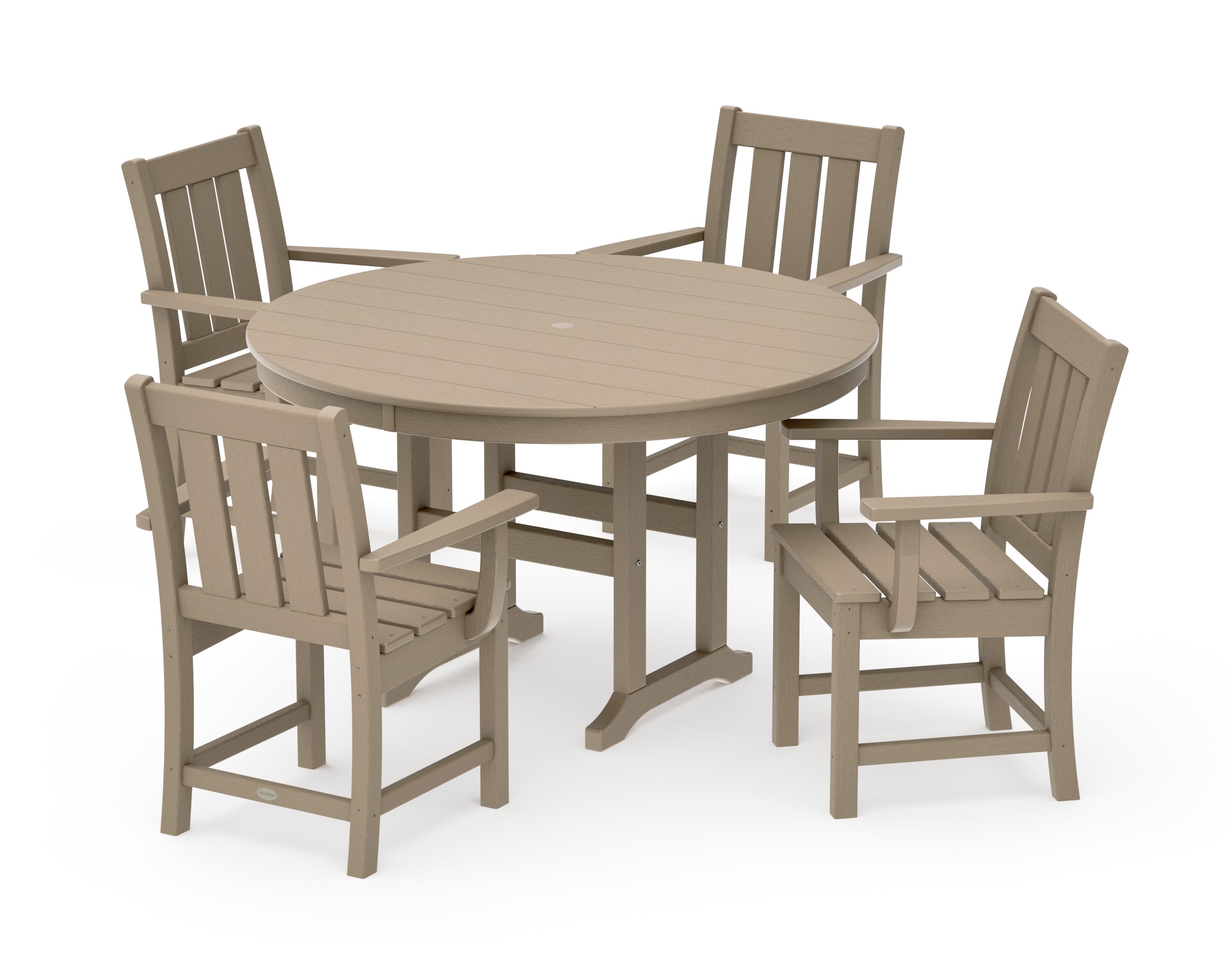 Oxford 5-Piece Round Farmhouse Dining Set in Vintage Sahara