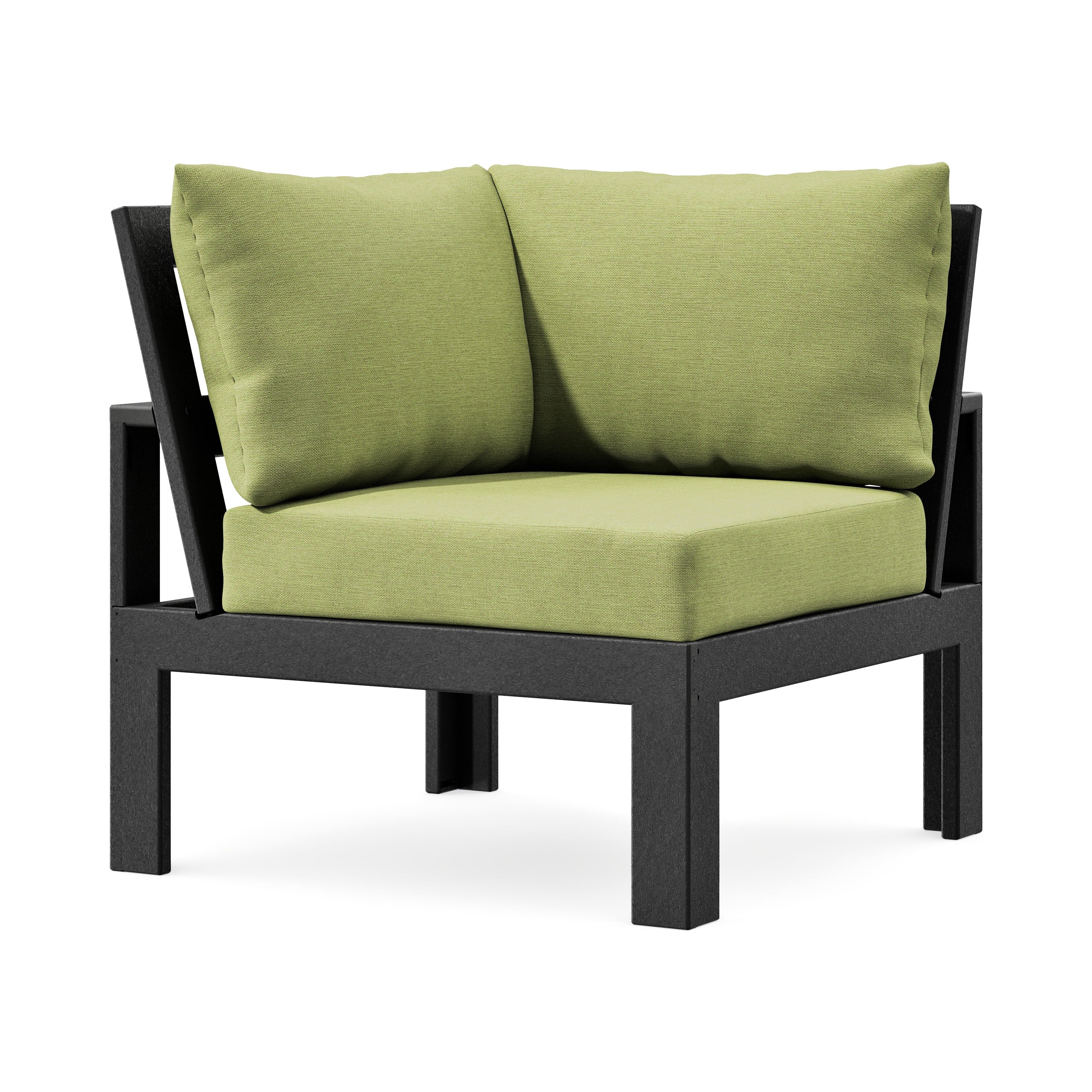 Modular Corner Chair in Black / Chartreuse Boucle
