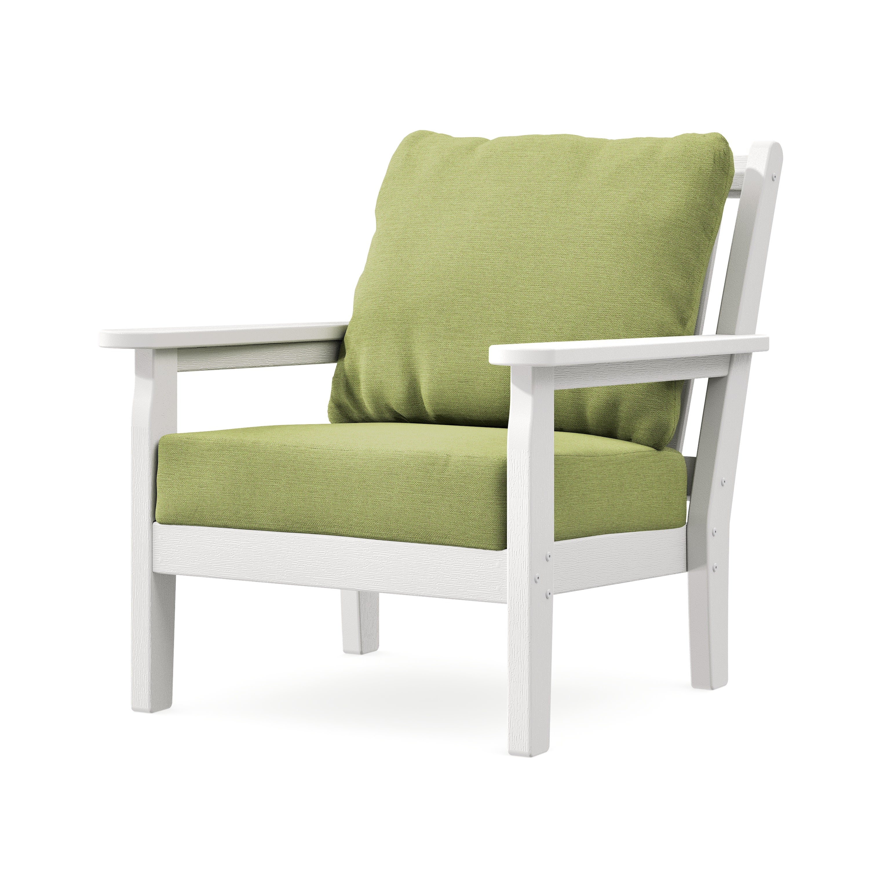 Chippendale Deep Seating Chair in Vintage White / Chartreuse Boucle
