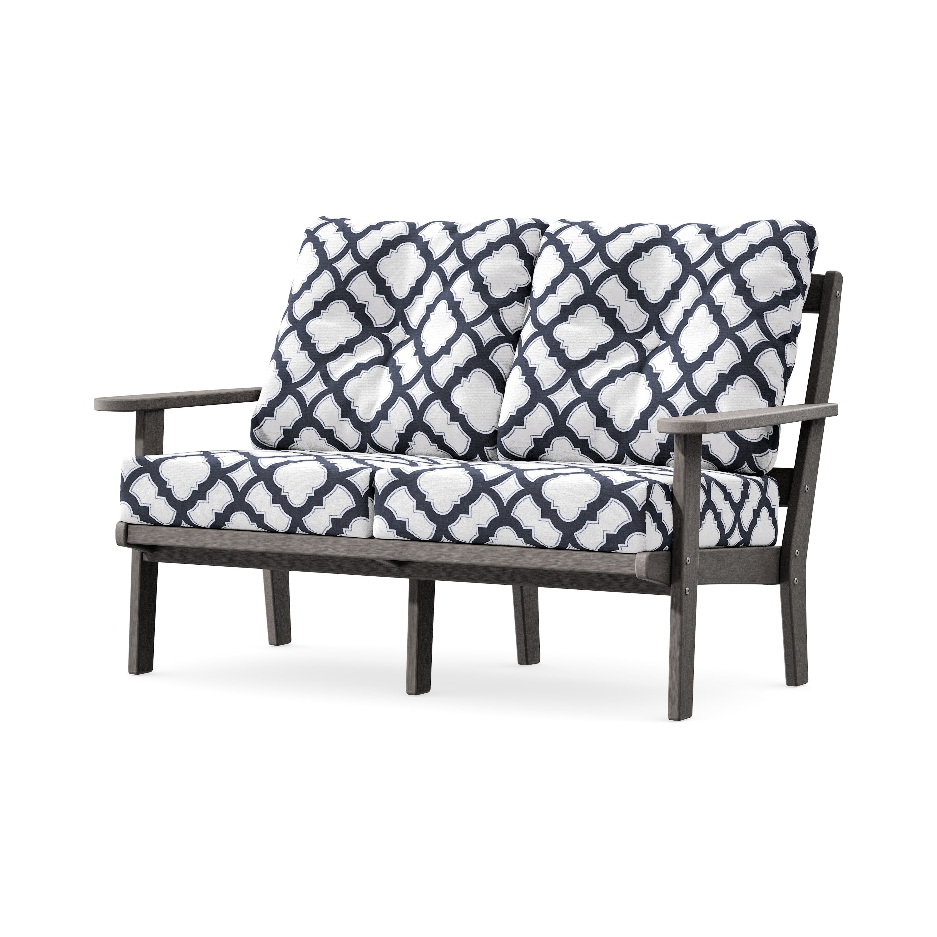 Mission Deep SeatingLoveseat in Driftwood / Trellis Navy