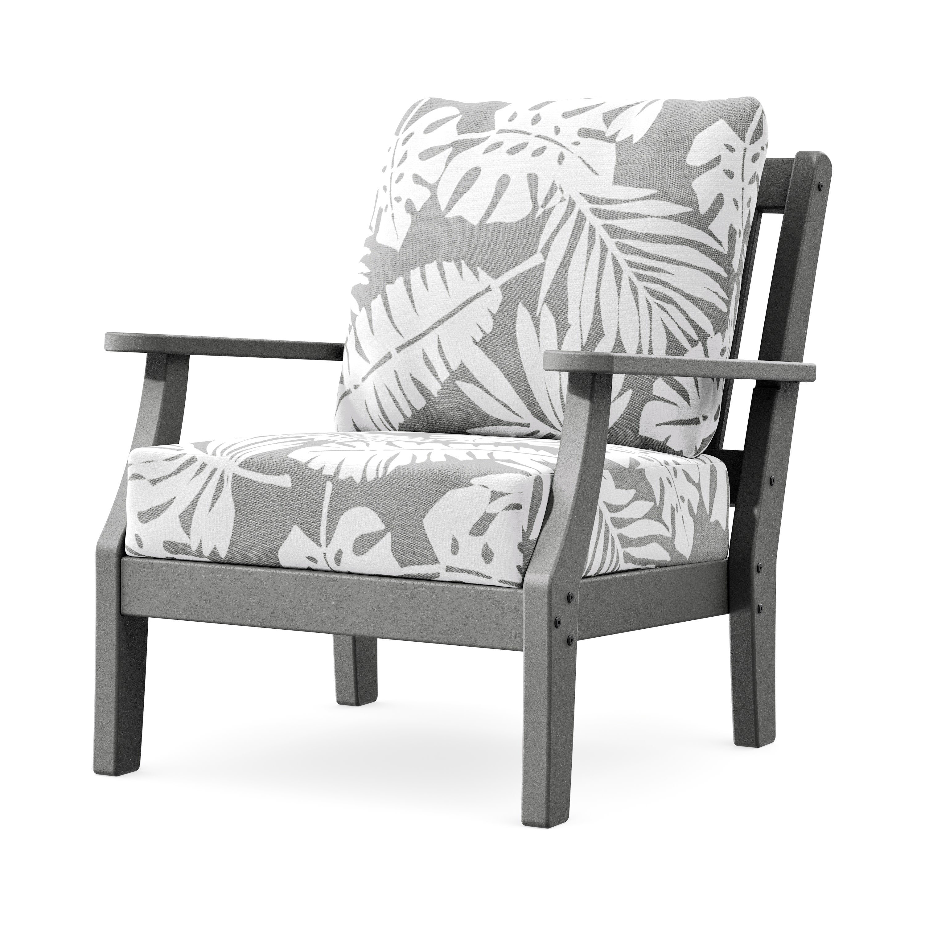 Chinoiserie Deep Seating Chair in Slate Grey / Leaf Grey Mist