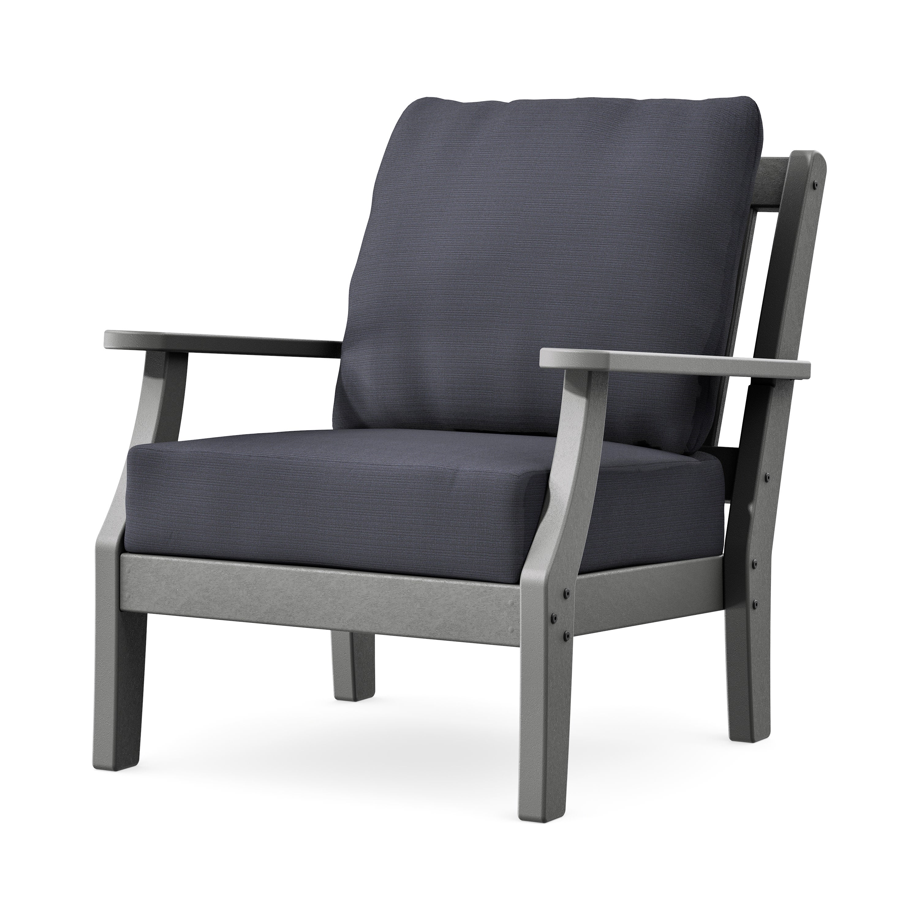 Chinoiserie Deep Seating Chair in Slate Grey / Midnight Linen