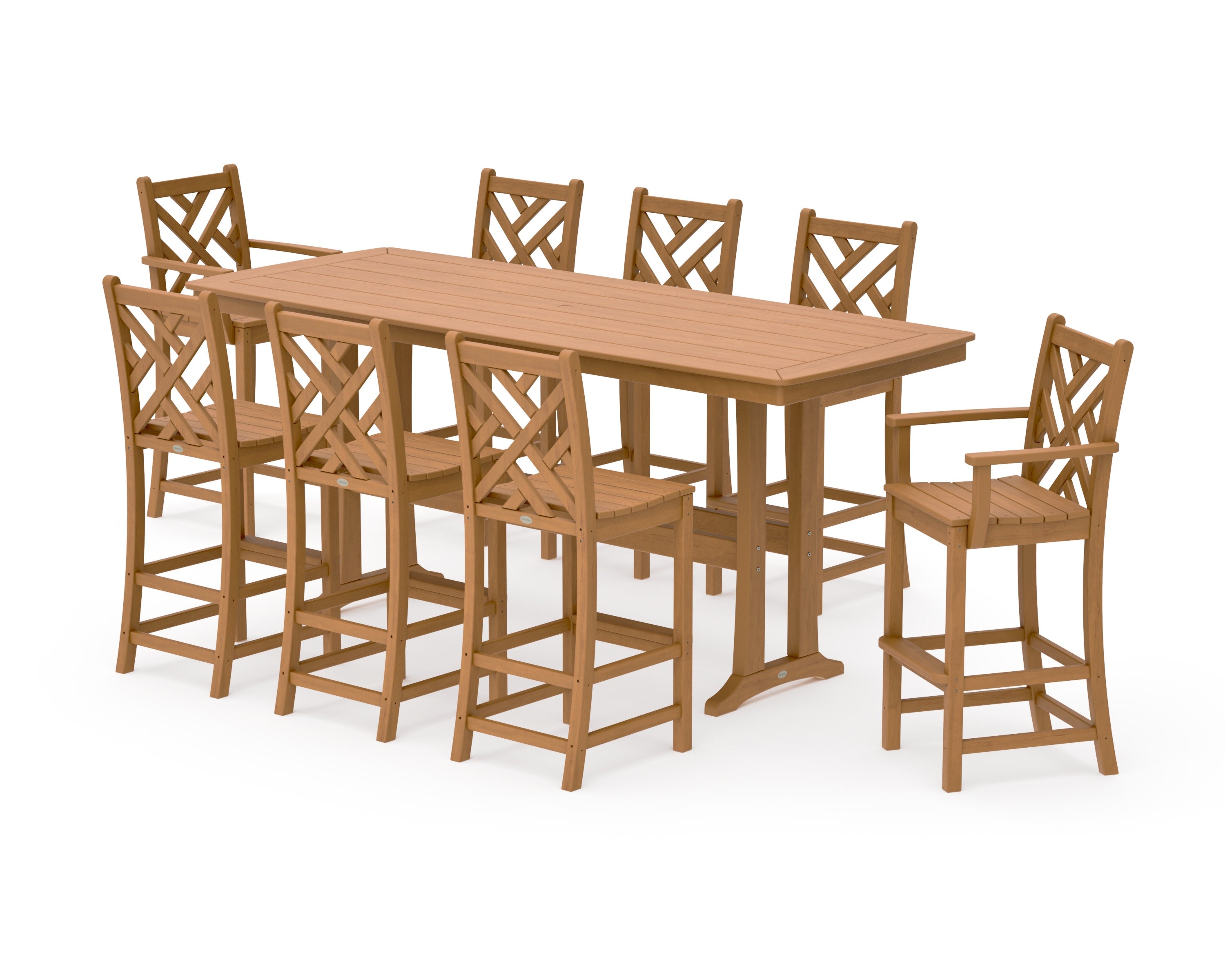 Chippendale 9-Piece Bar Set with Trestle Legs in Natural