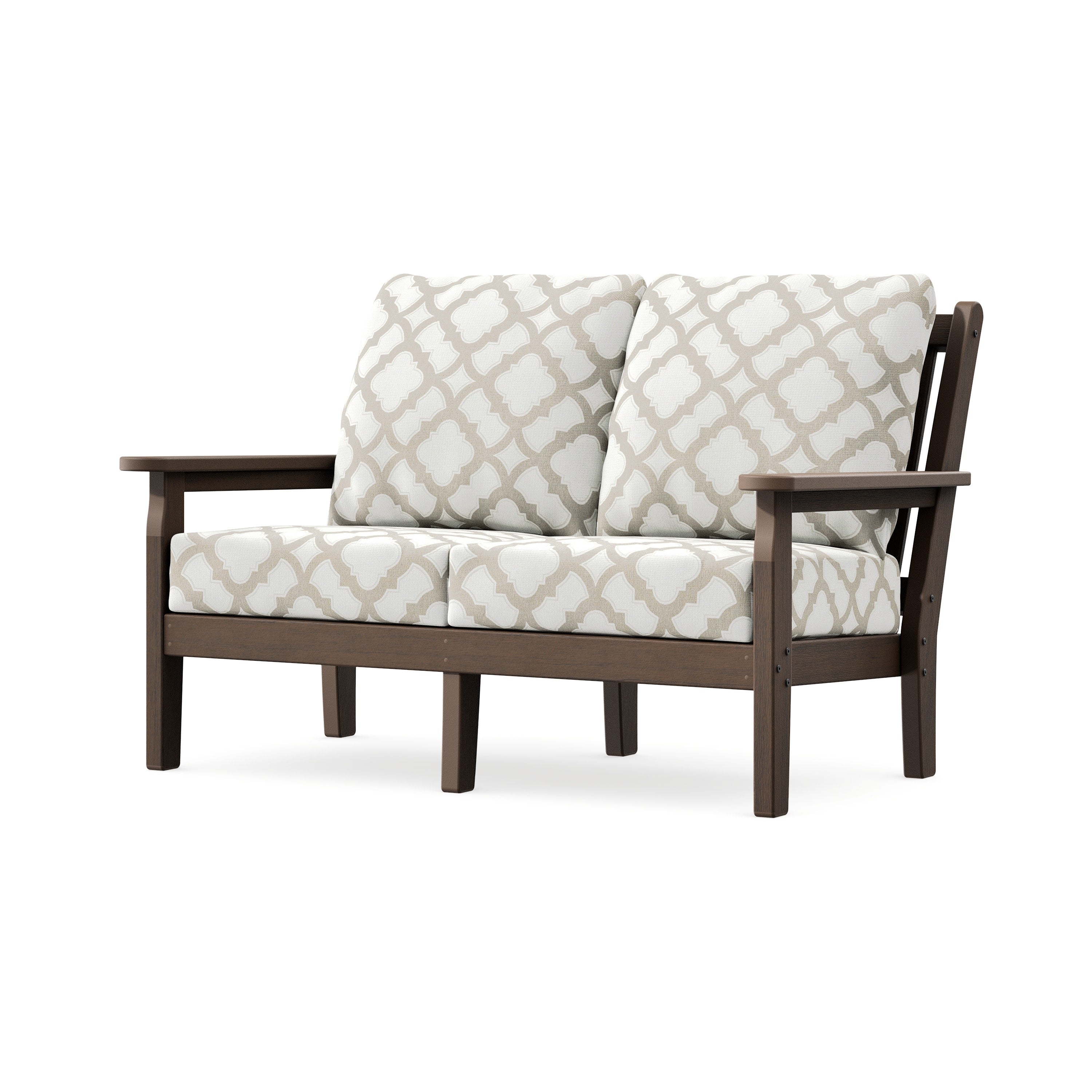 Chippendale Deep Seating Loveseat in Kona / Trellis Dune Burlap