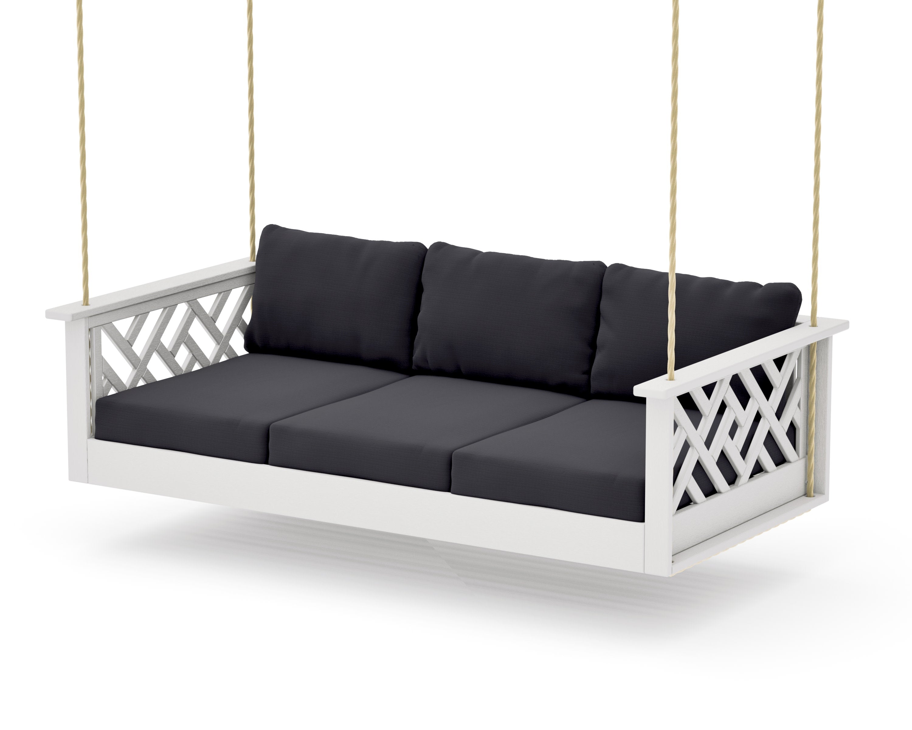 Chippendale Daybed Swing in Vintage White / Midnight Linen