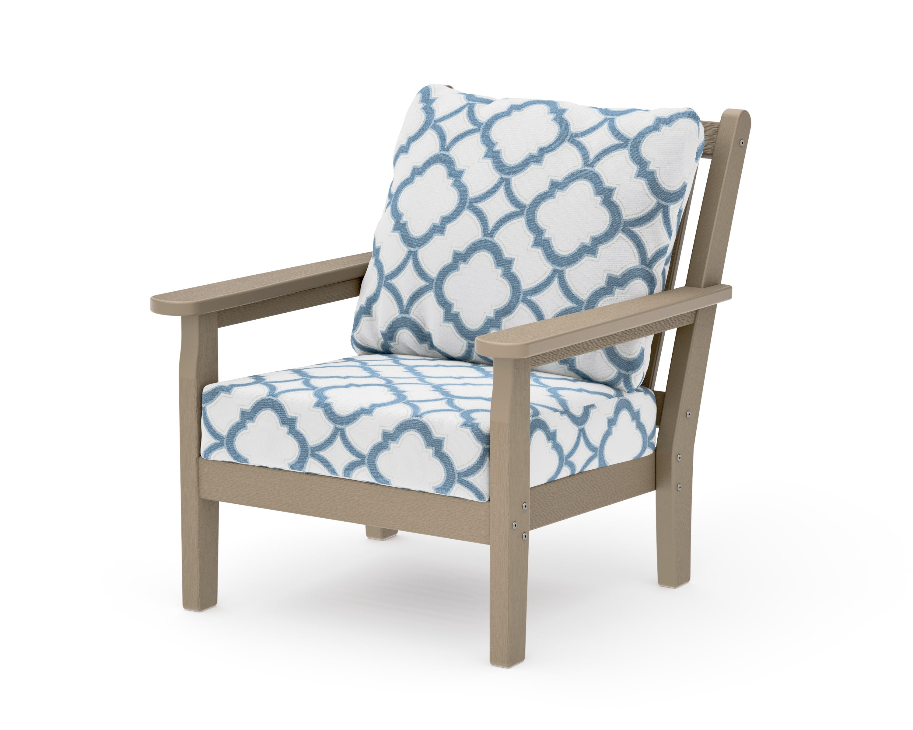 Chippendale Deep Seating Chair in Vintage Sahara / Trellis Sky Blue