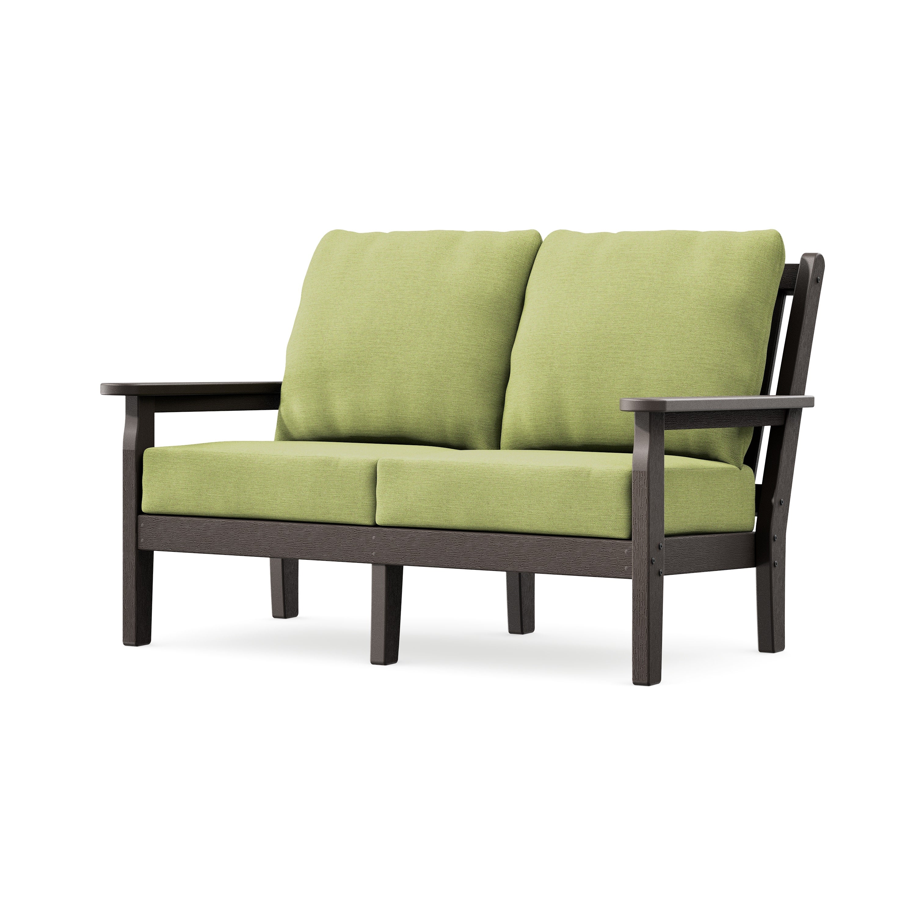 Chippendale Deep Seating Loveseat in Vintage Coffee / Chartreuse Boucle