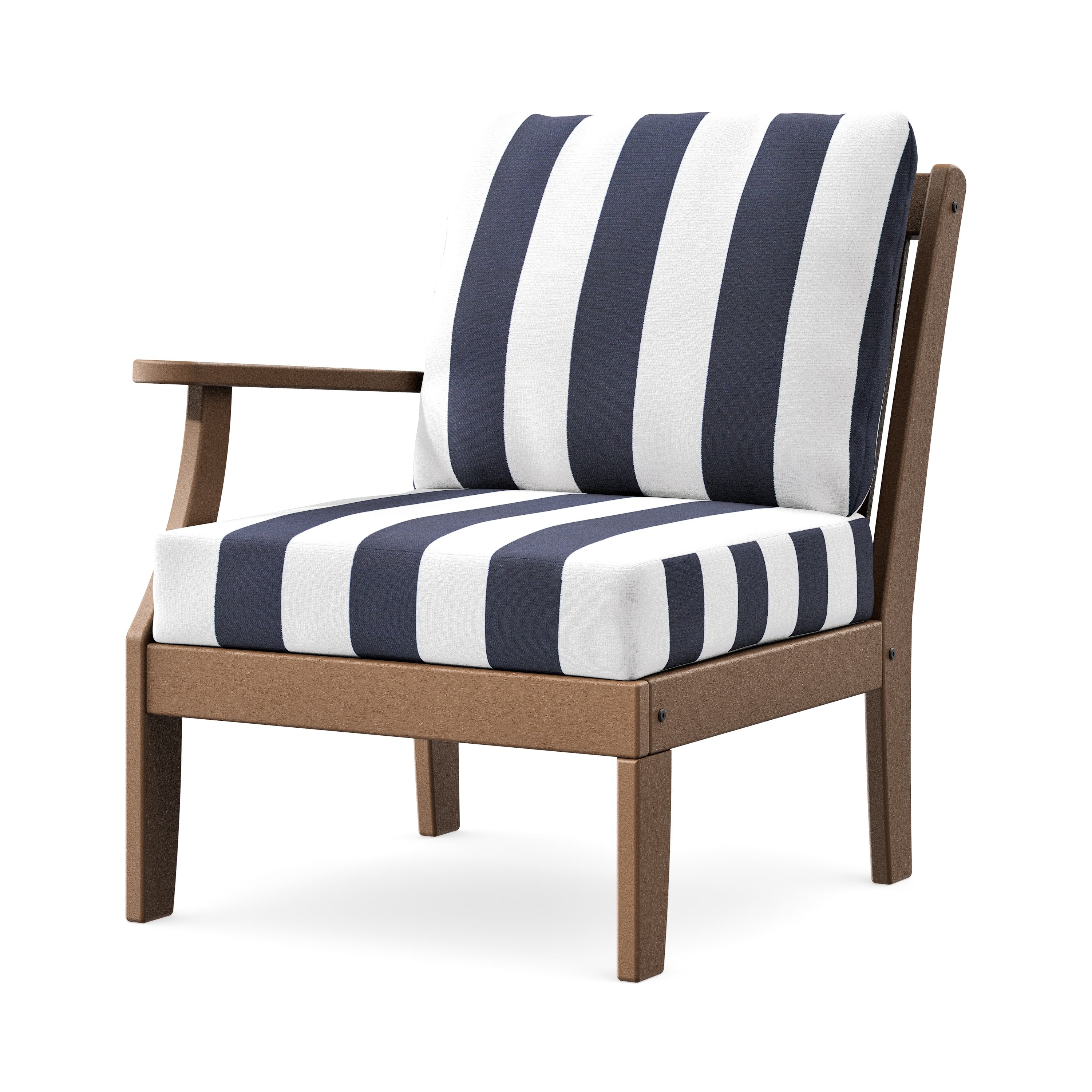 Braxton Modular Left Arm Chair in Teak / Cabana Stripe Navy