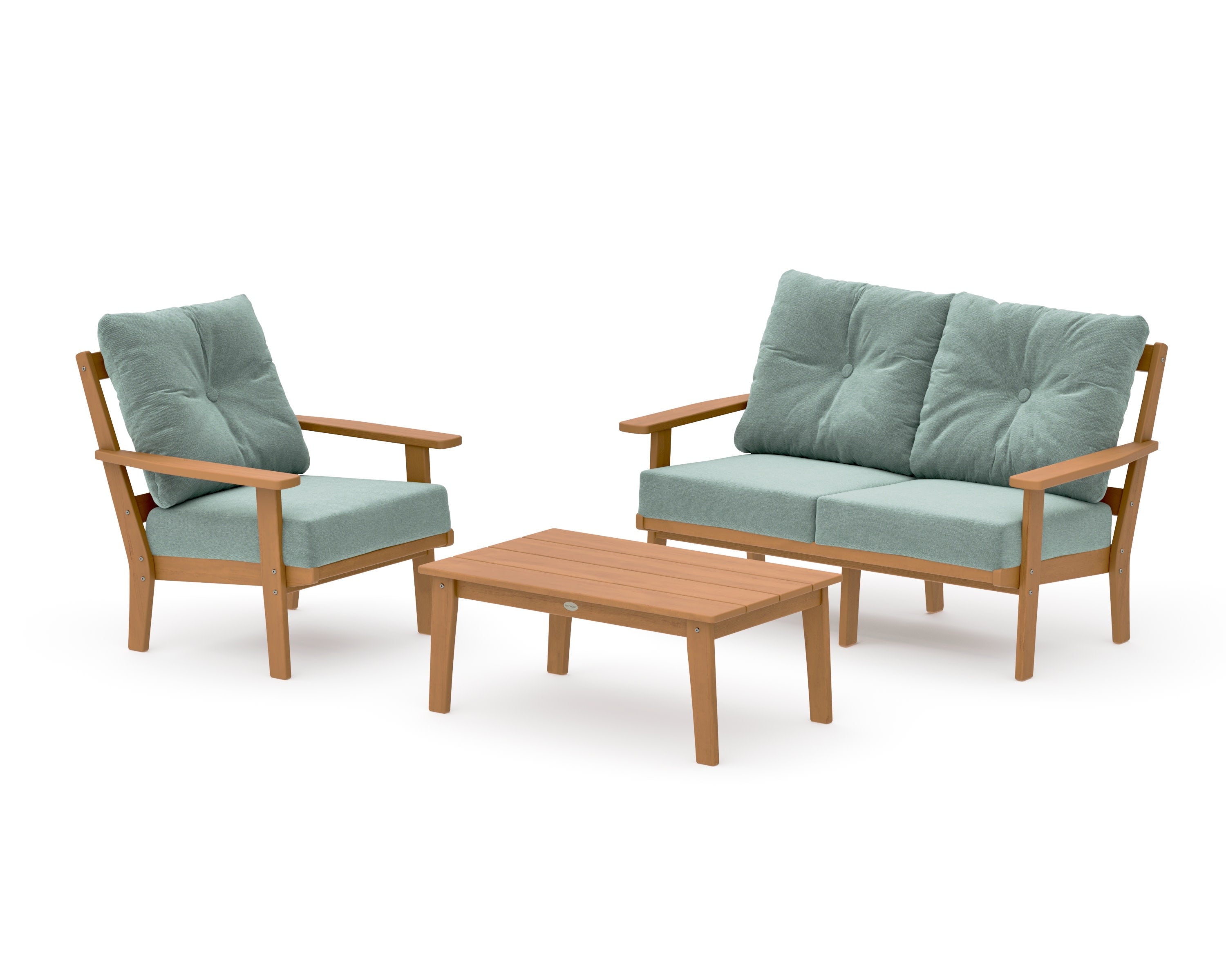 Oxford 3-Piece Deep Seating Set with Loveseat in Natural / Glacier Spa