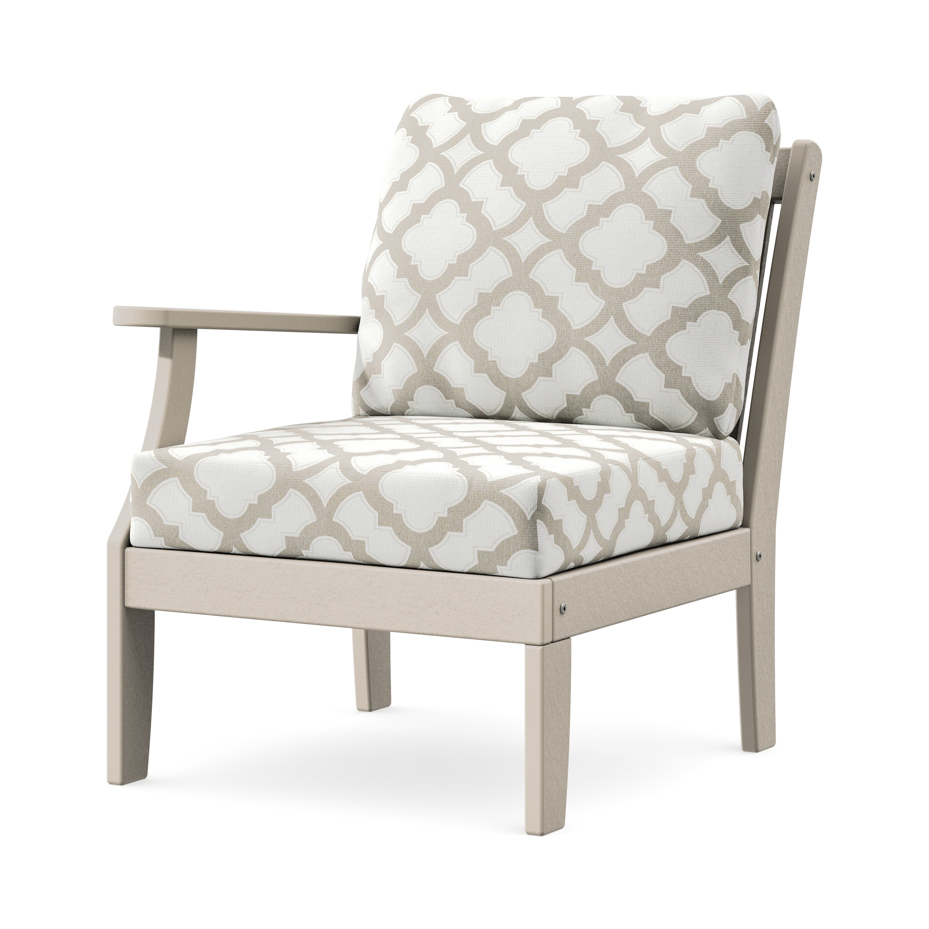 Braxton Modular Left Arm Chair in Sand / Trellis Dune Burlap