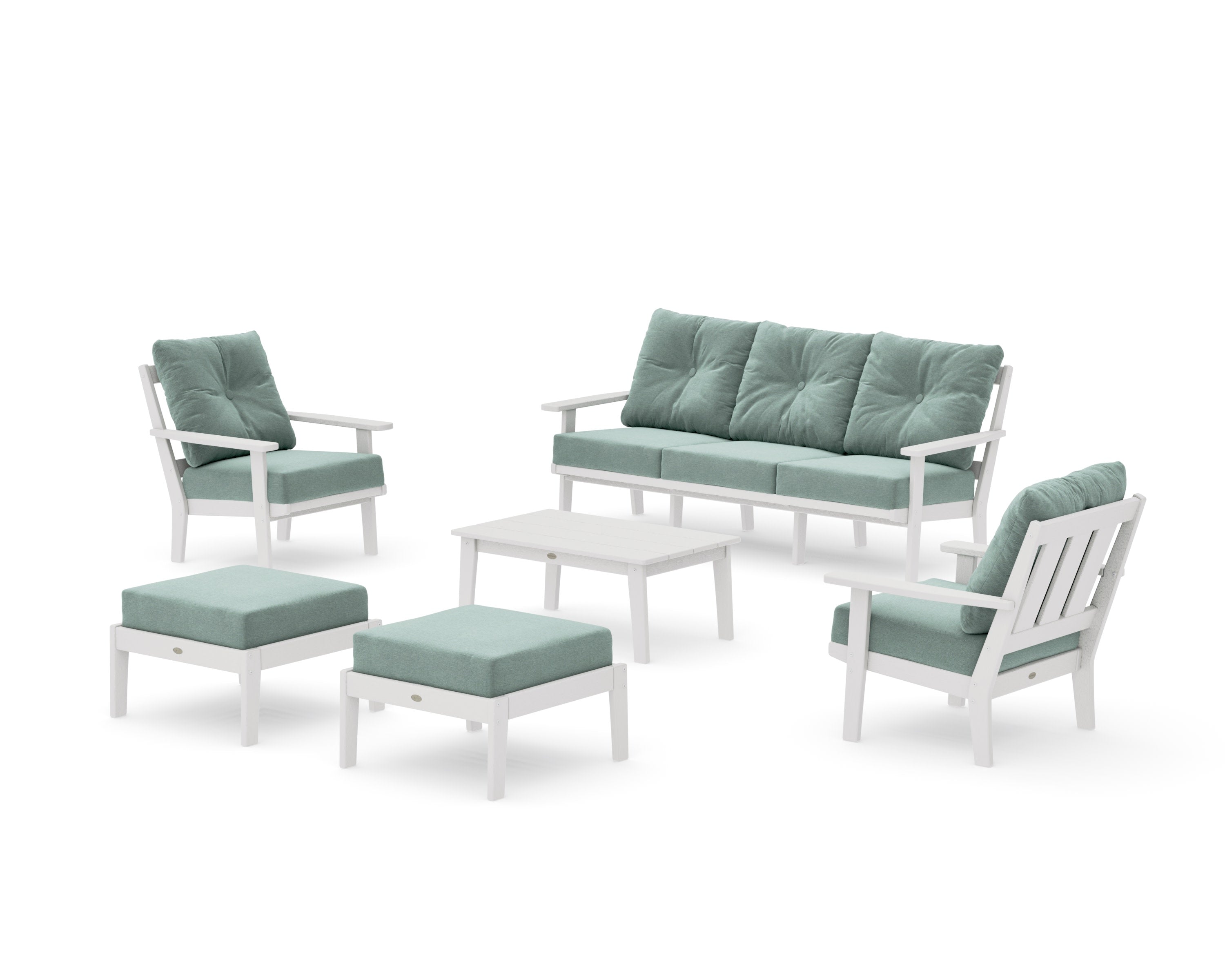 Oxford 6-Piece Lounge Sofa Set in Vintage White / Glacier Spa
