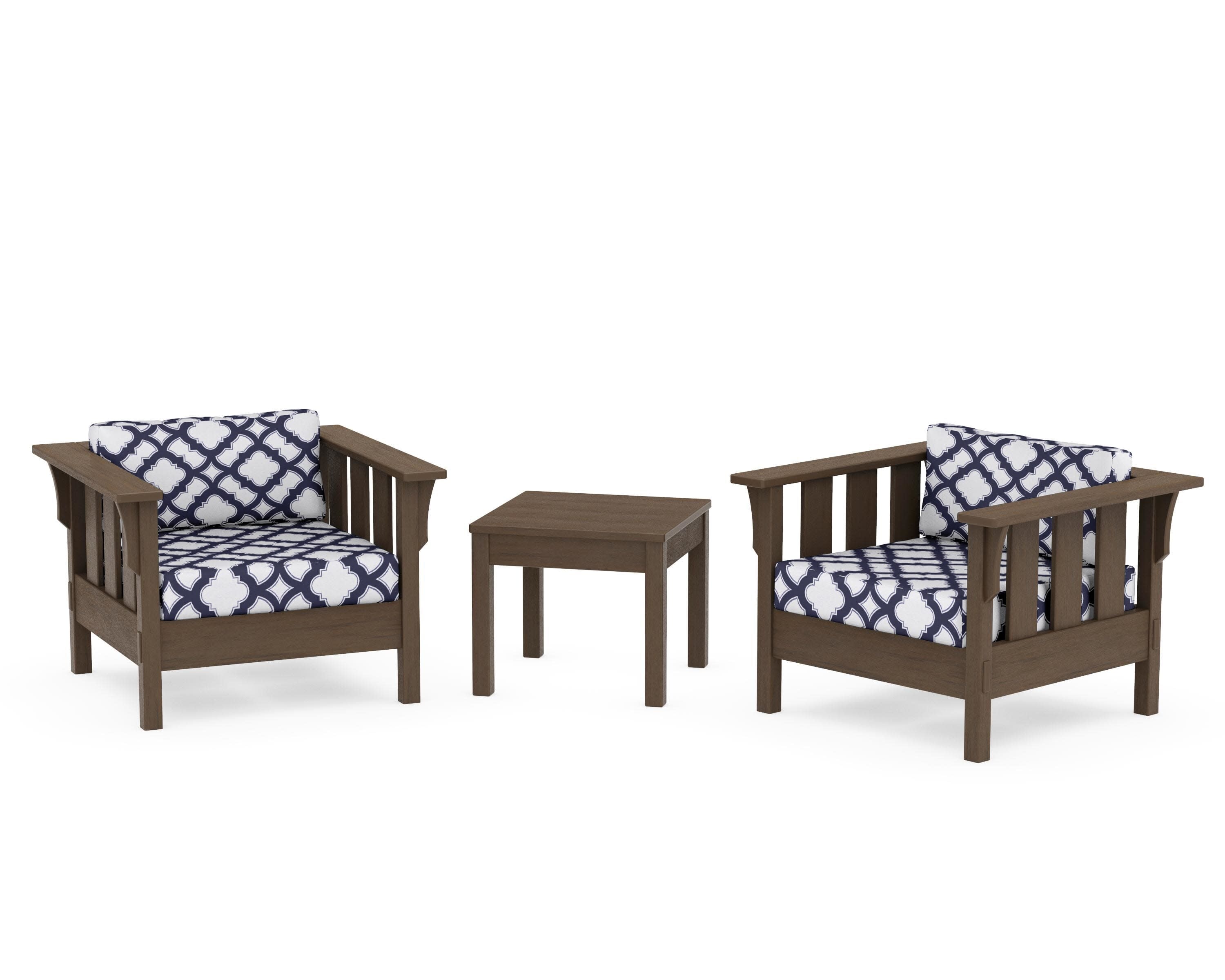 Acadia 3-Piece Deep Seating Set in Kona / Trellis Navy