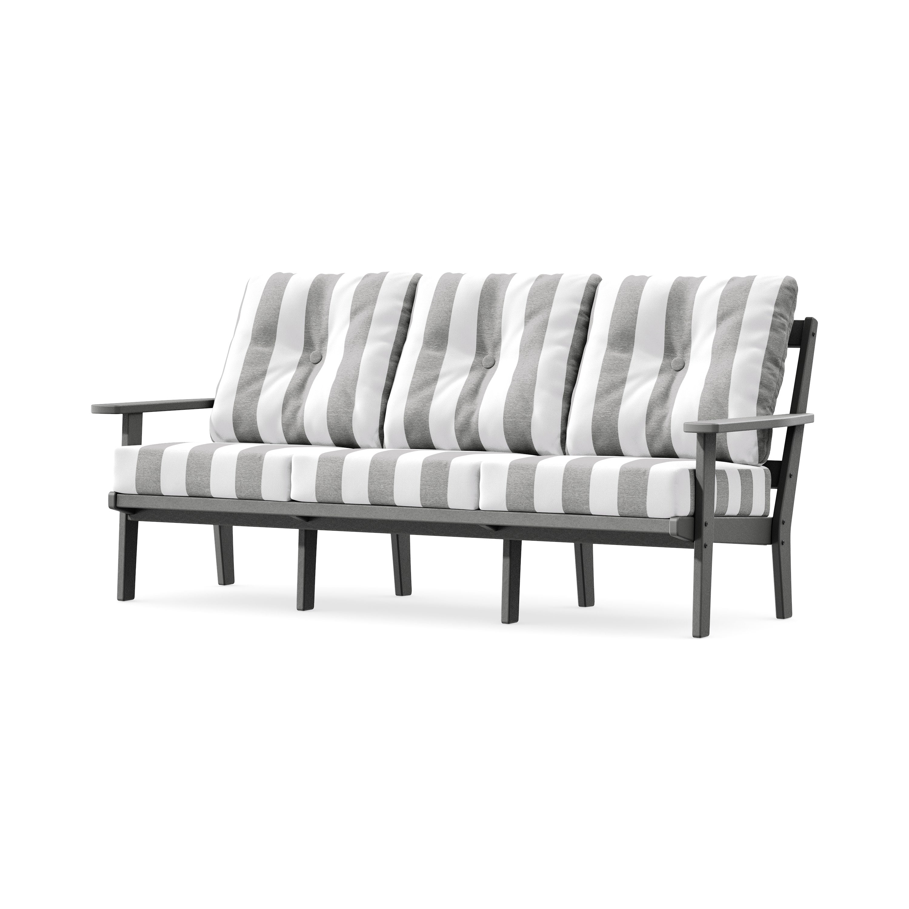 Oxford Deep Seating Sofa in Slate Grey / Cabana Stripe Grey Mist