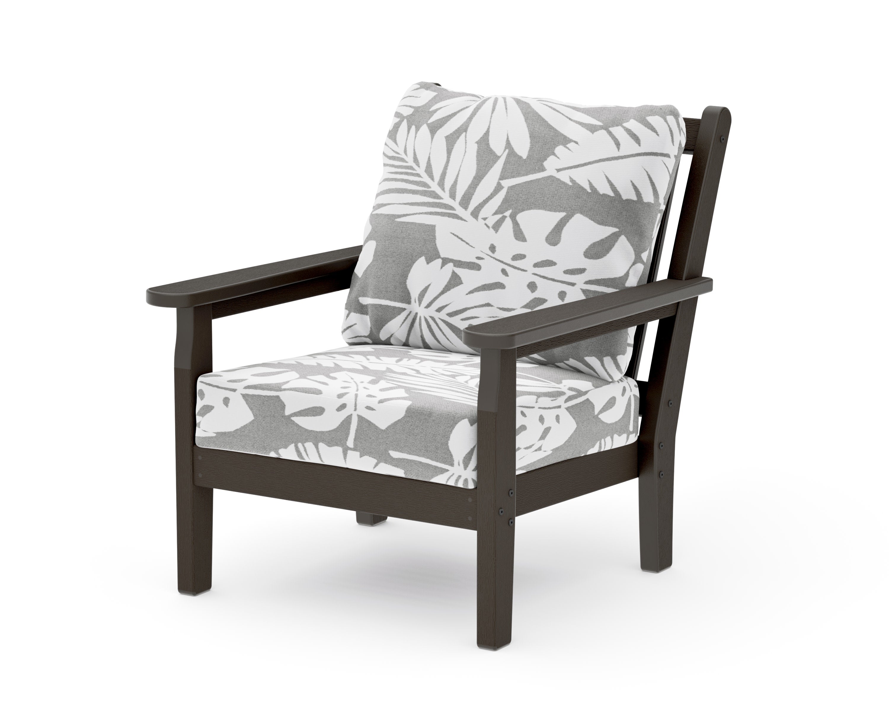 Chippendale Deep Seating Chair in Vintage Coffee / Leaf Grey Mist