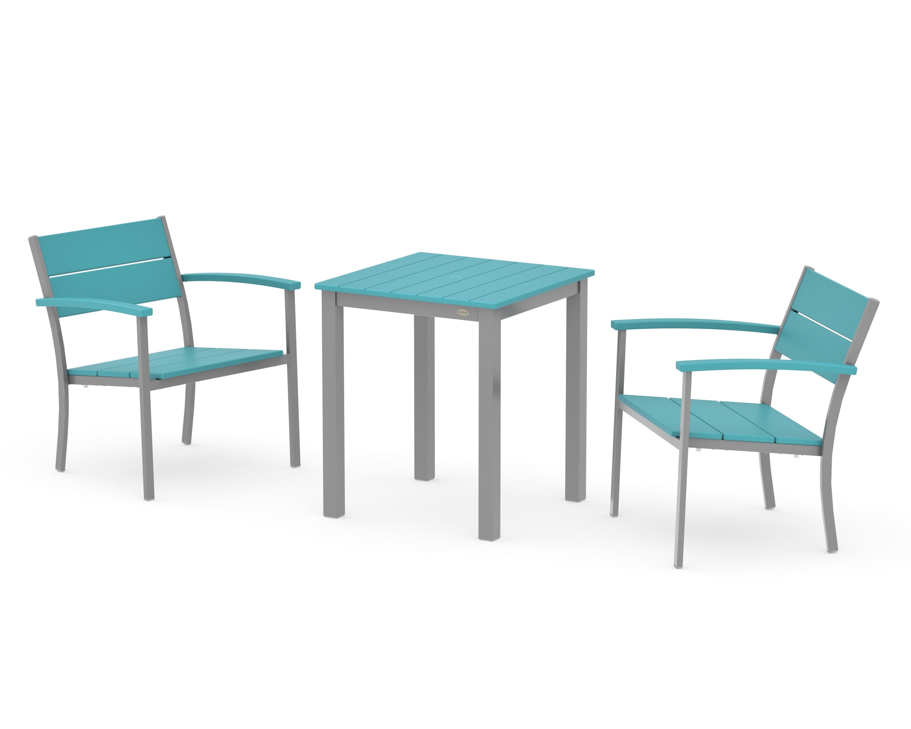 Main Street 3-Piece Square Dining Set in Silver / Aruba