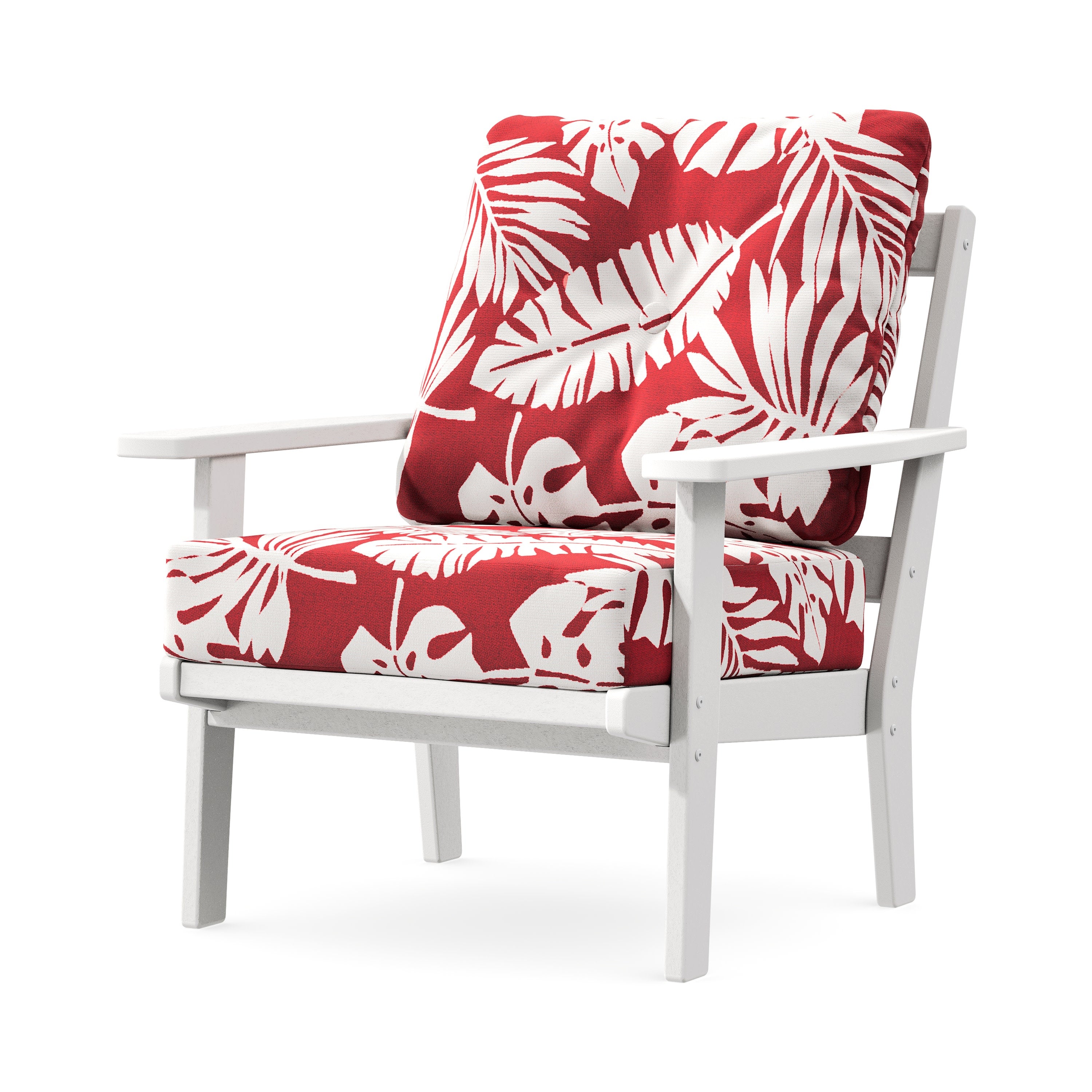 Prairie Deep Seating Chair in White / Leaf Crimson