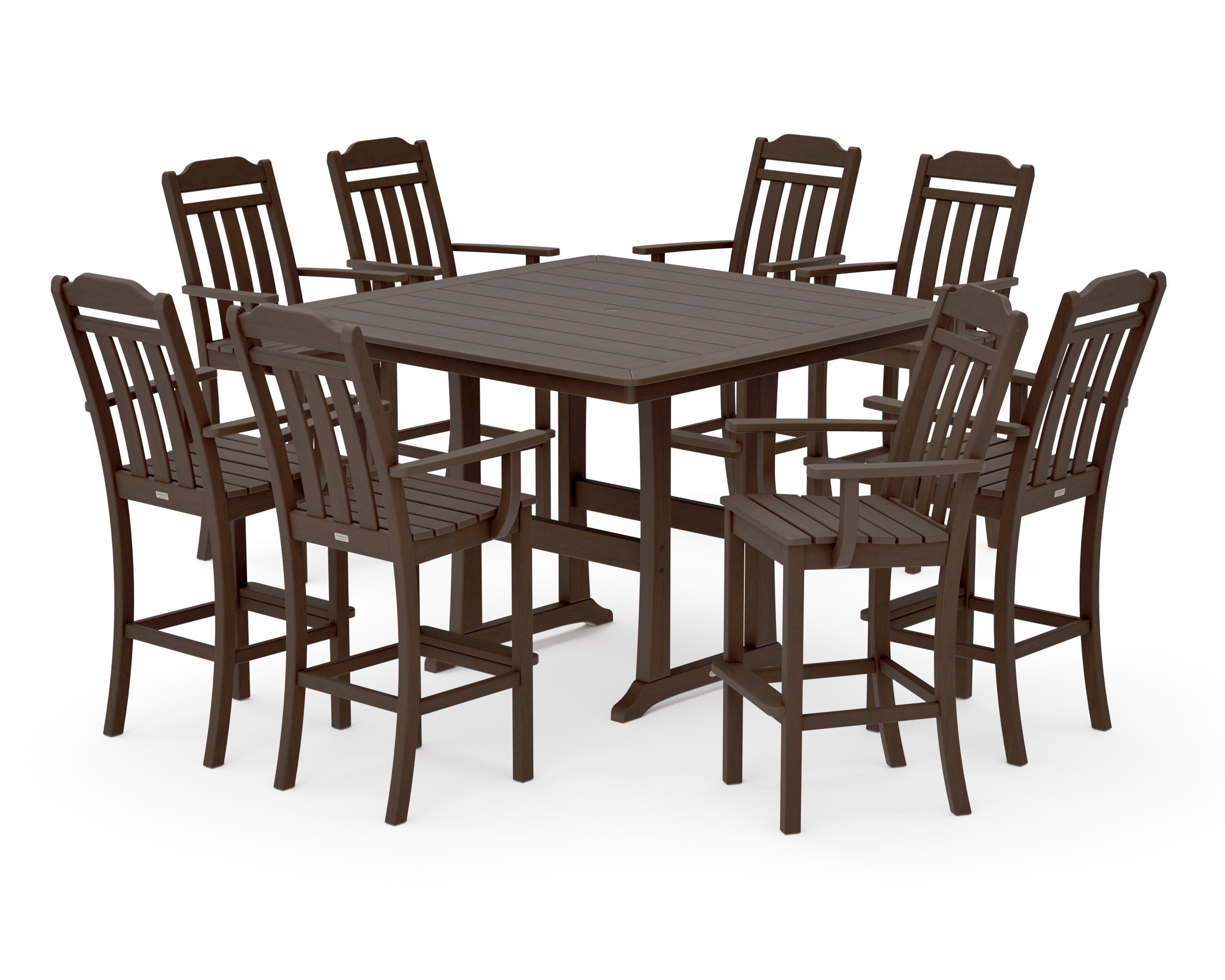 Cottage 9-Piece Bar Set with Trestle Legs in Kona