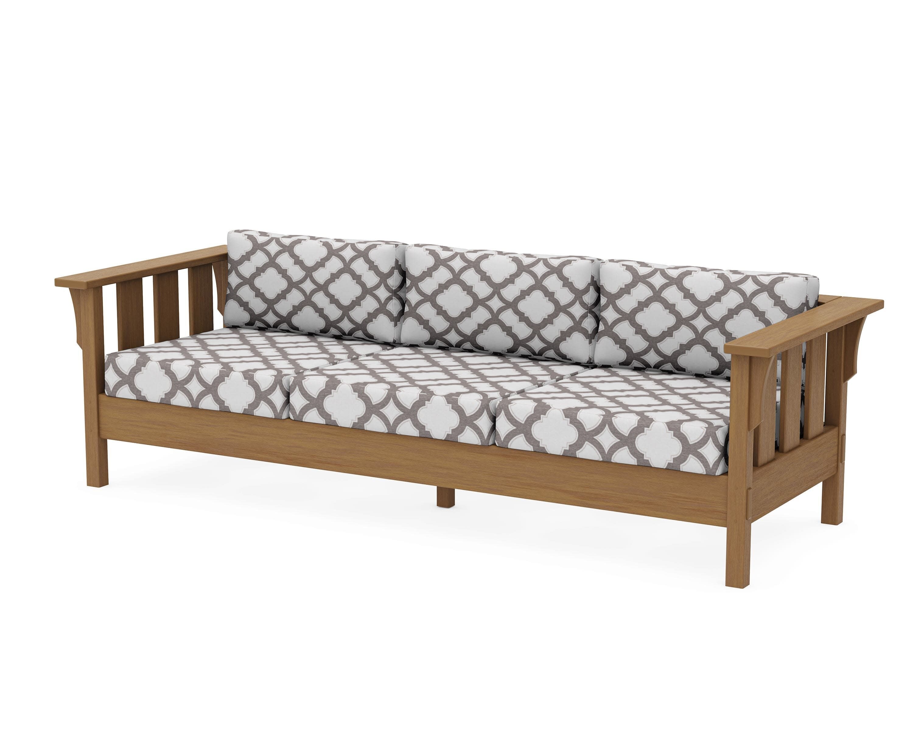 Acadia Deep Seating Sofa in Natural / Trellis Grey Mist