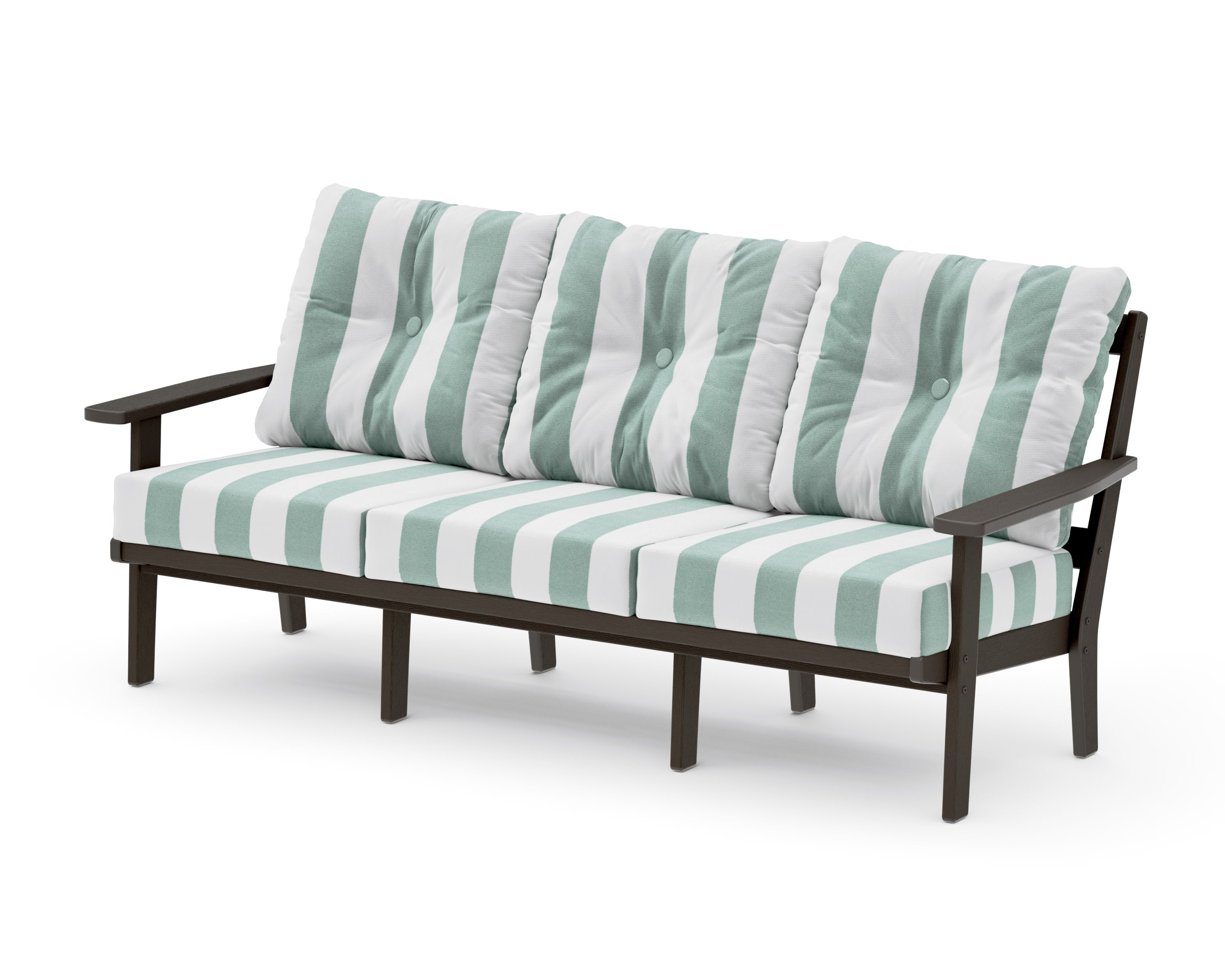 Oxford Deep Seating Sofa in Vintage Coffee / Cabana Stripe Glacier Spa