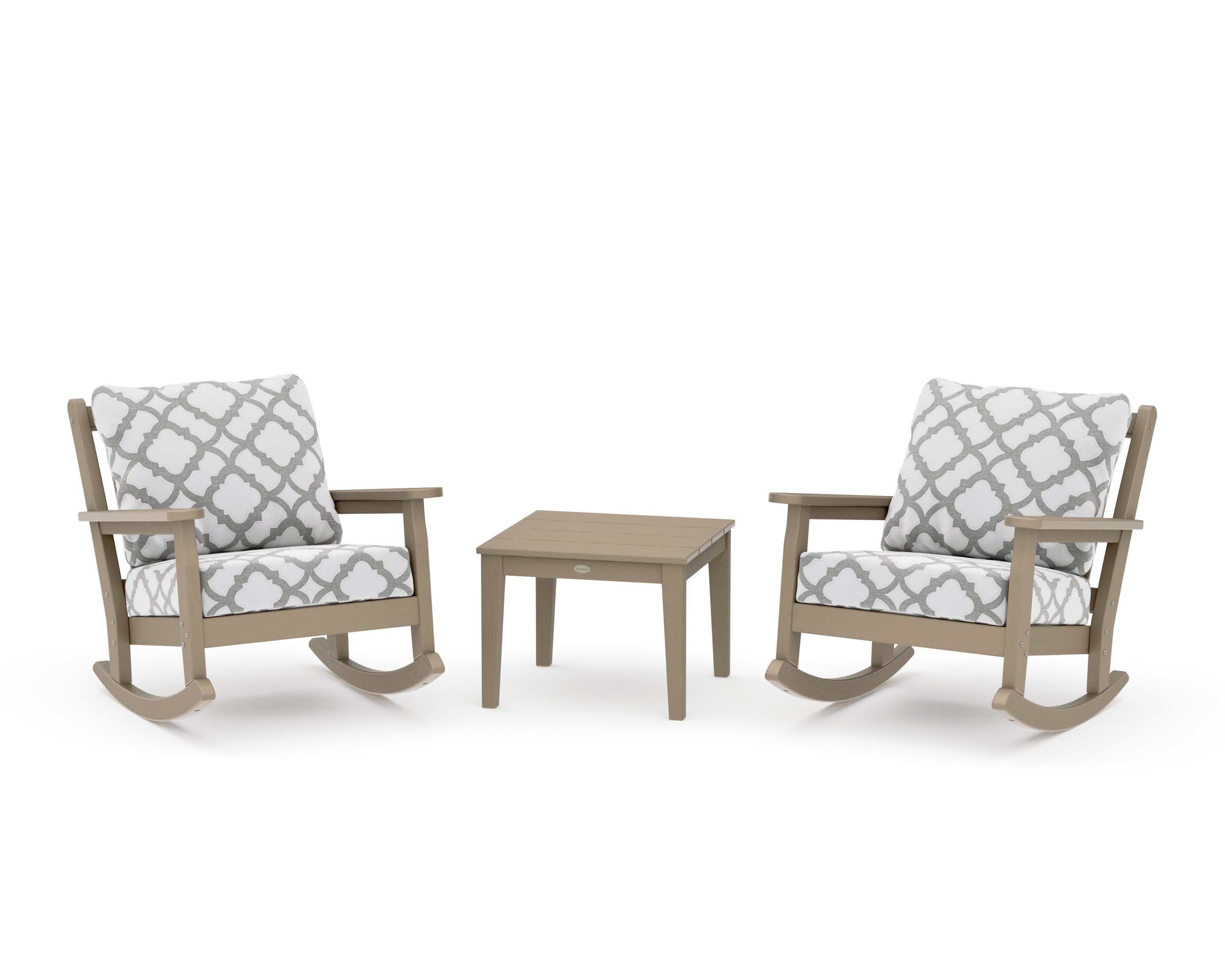 Chippendale 3-Piece Deep Seating Rocker Set in Vintage Sahara / Trellis Grey Mist