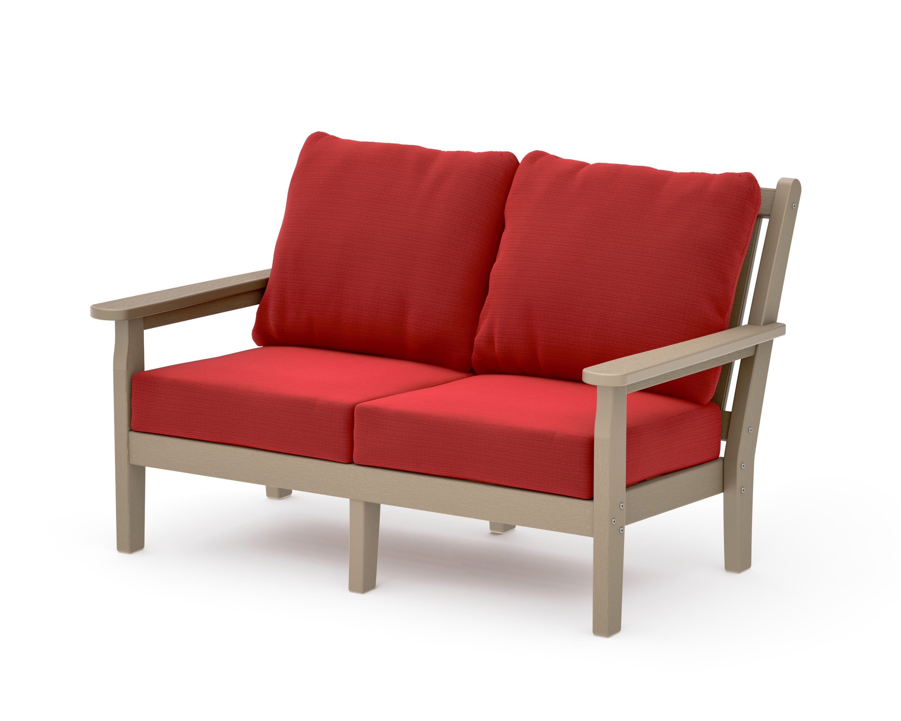 Chippendale Deep Seating Loveseat in Vintage Sahara / Crimson Linen