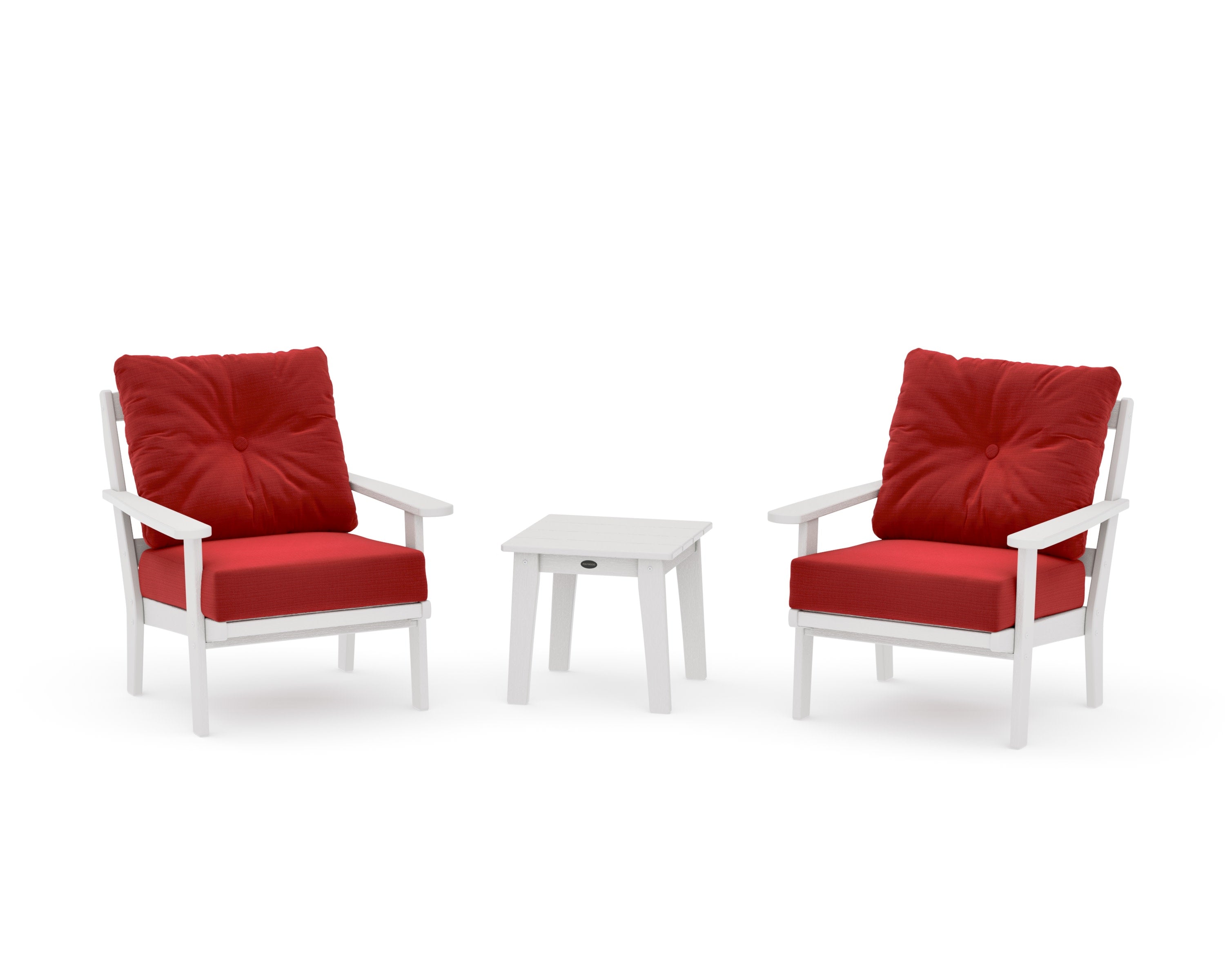 Mission 3-Piece Deep Seating Set in Vintage White / Crimson Linen