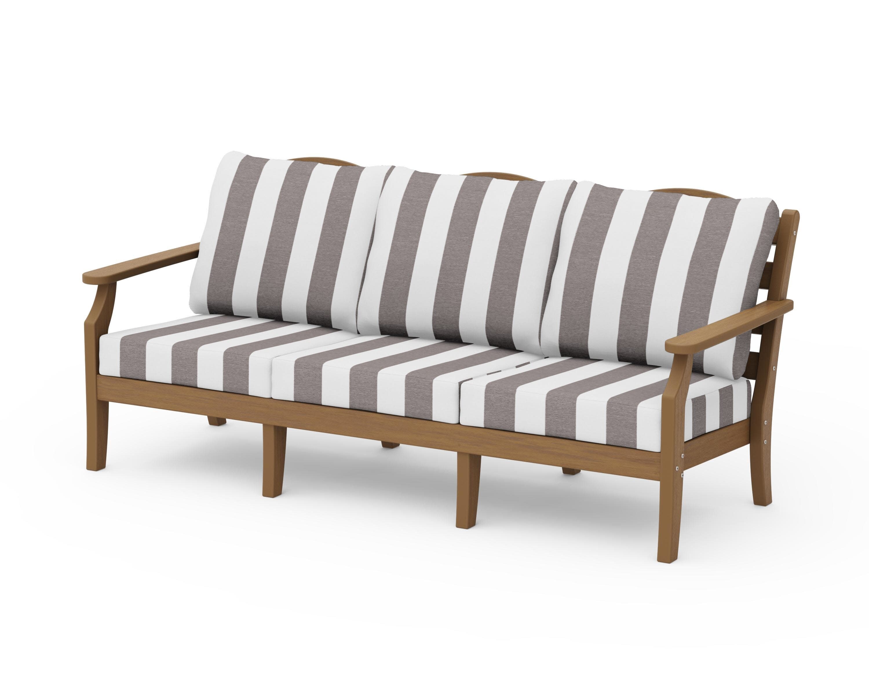 Savannah Deep Seating Sofa in Natural / Cabana Stripe Grey Mist