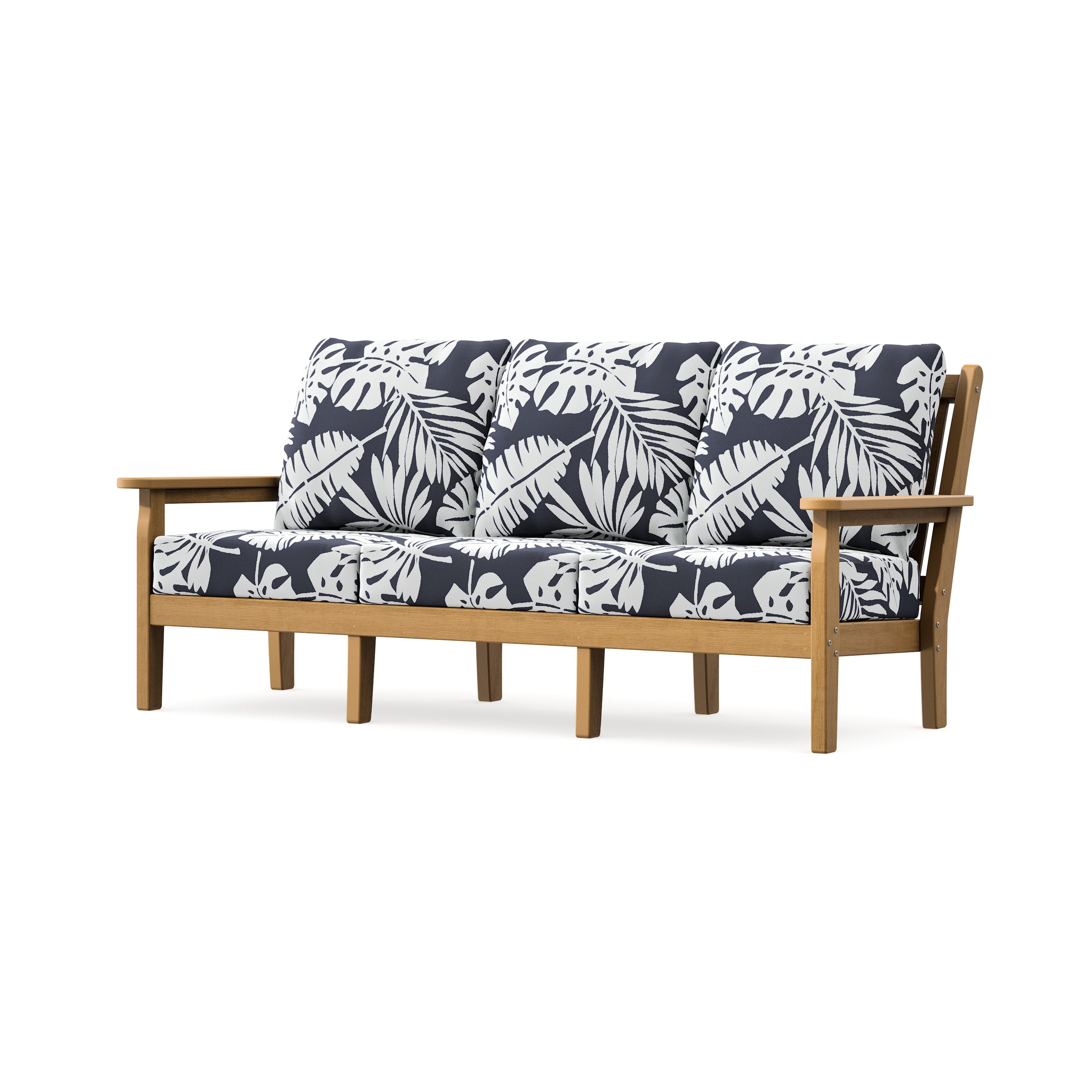 Chippendale Deep Seating Sofa in Natural / Leaf Navy