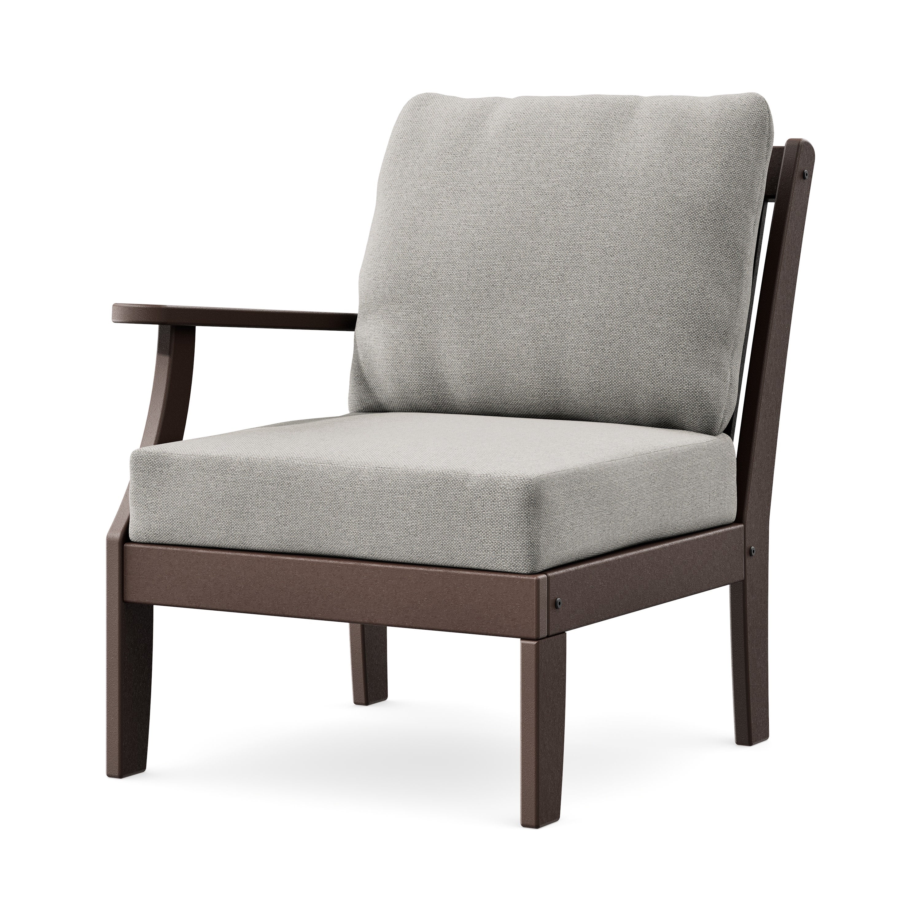 Braxton Modular Left Arm Chair in Mahogany / Weathered Tweed