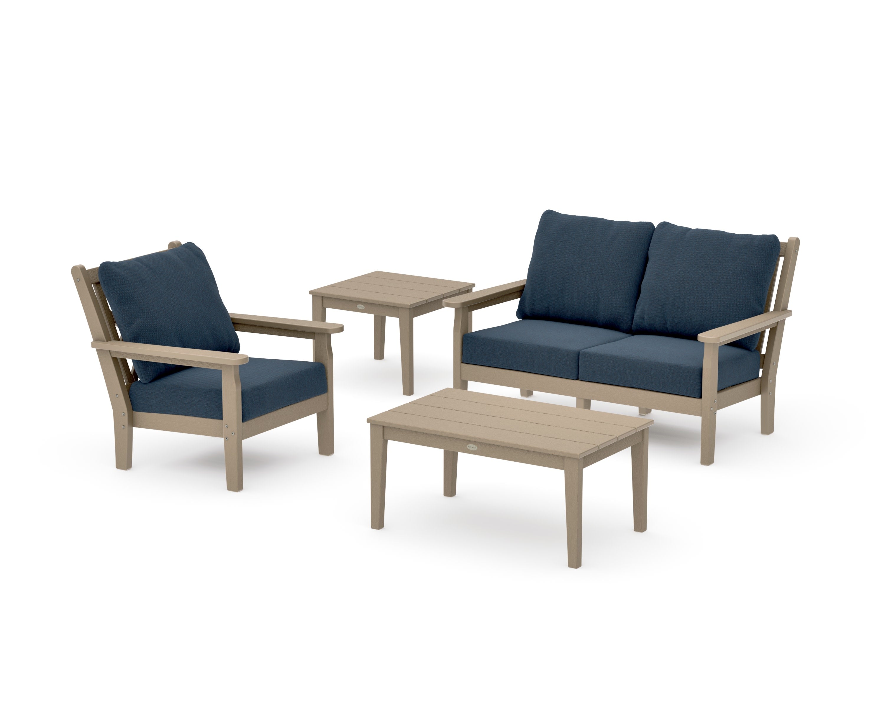 Chippendale 4-Piece Deep Seating Set in Vintage Sahara / Marine Indigo
