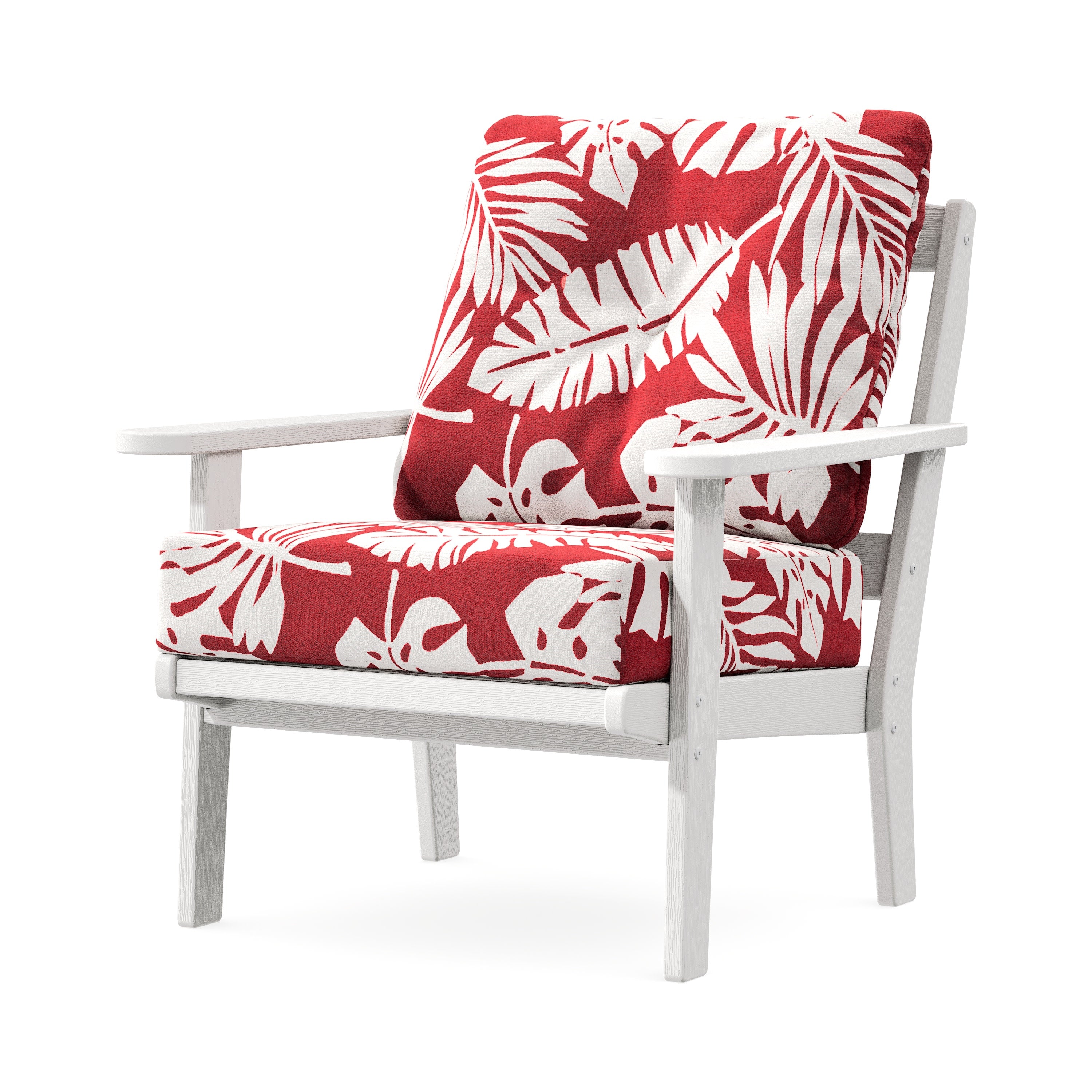 Mission Deep Seating Chair in Vintage White / Leaf Crimson