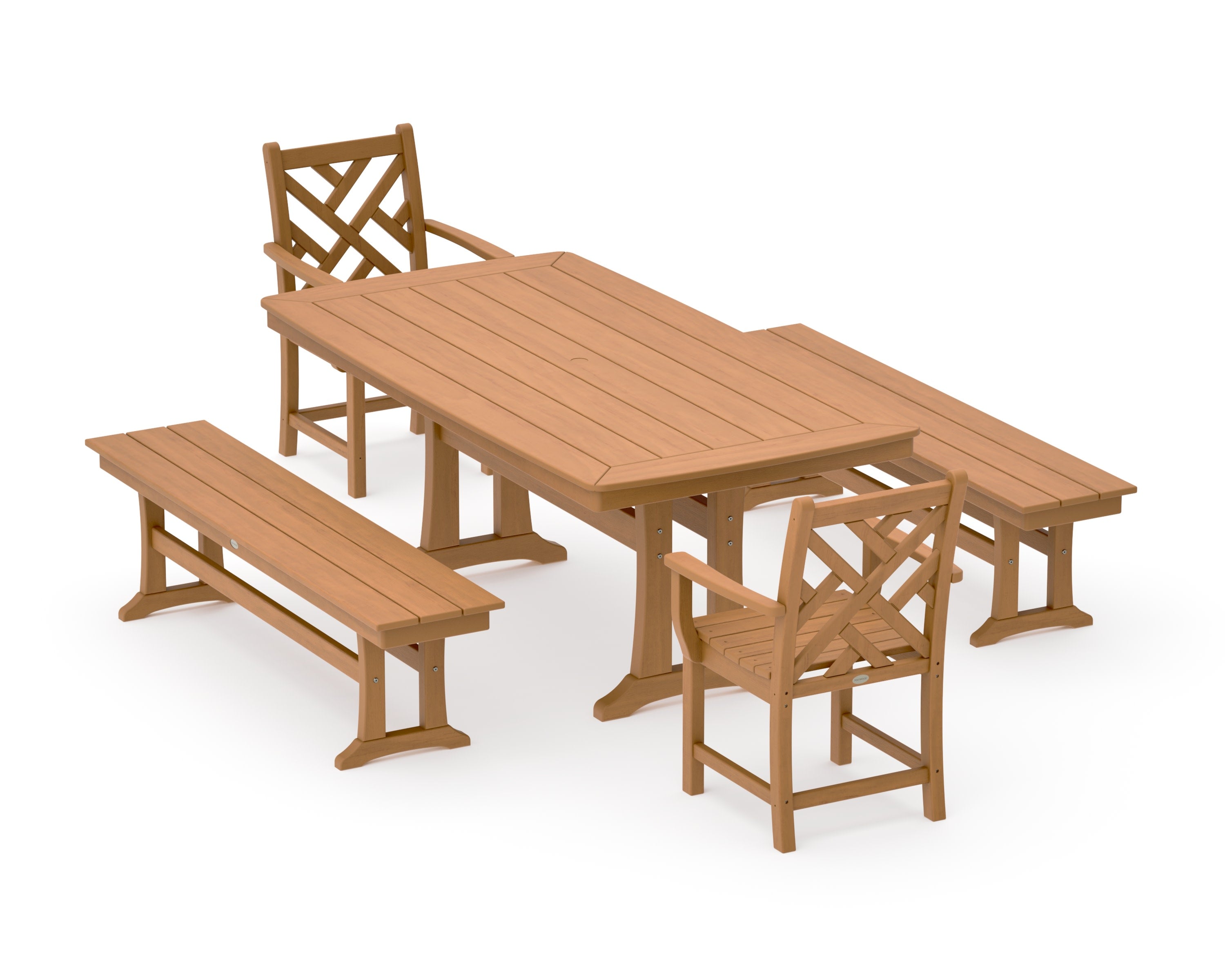 Chippendale 5-Piece Dining Set with Trestle Legs in Natural
