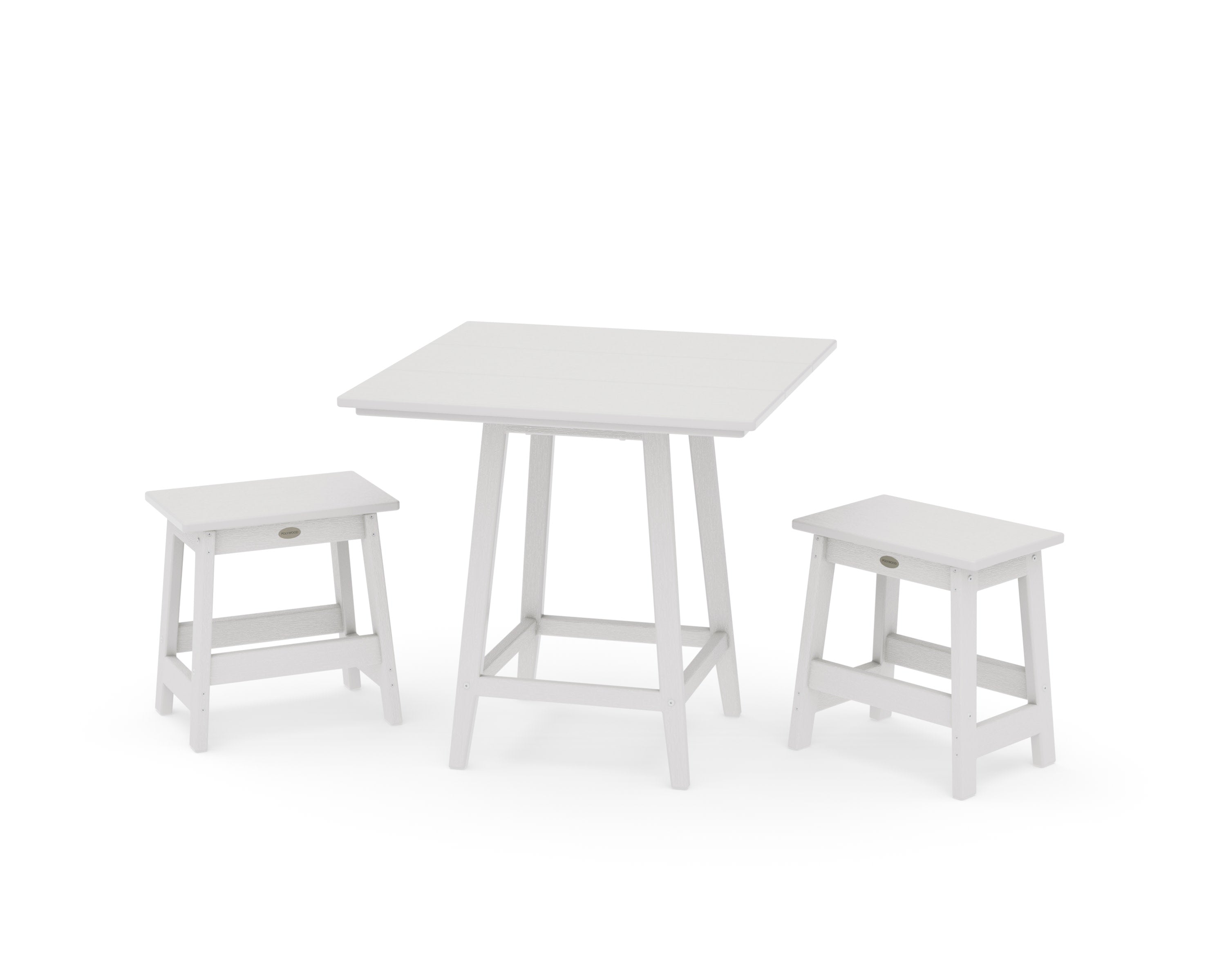 Modern Studio Stool 3-Piece Square Bistro Set in Vintage White