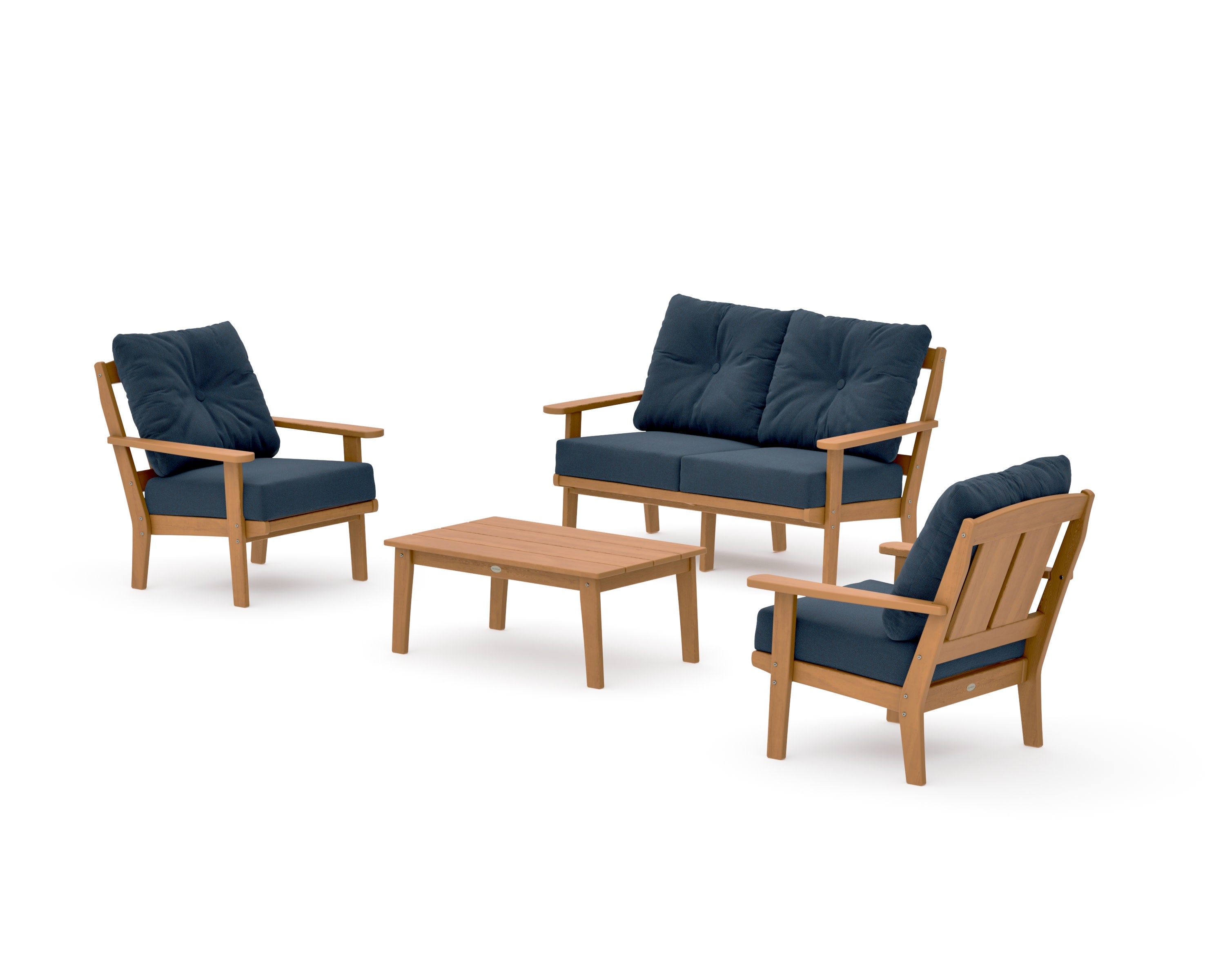 Mission 4-Piece Deep Seating Set with Loveseat in Natural / Marine Indigo