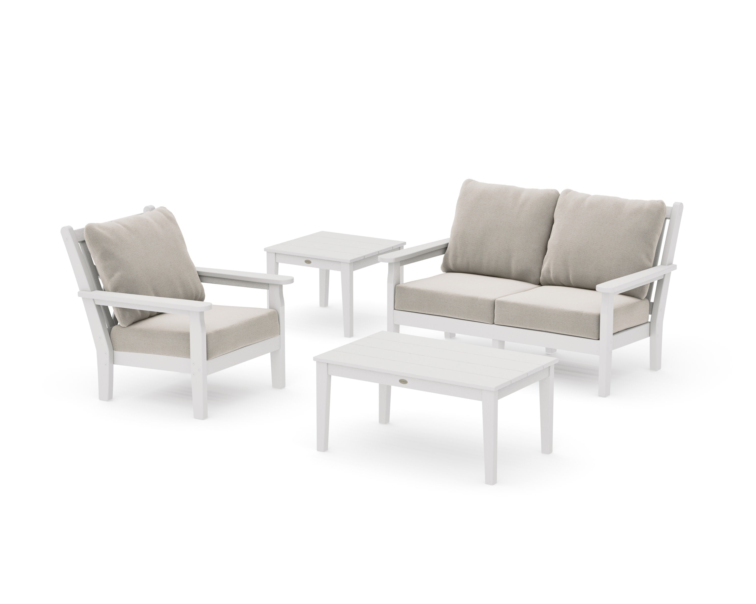 Chippendale 4-Piece Deep Seating Set in Vintage White / Dune Burlap