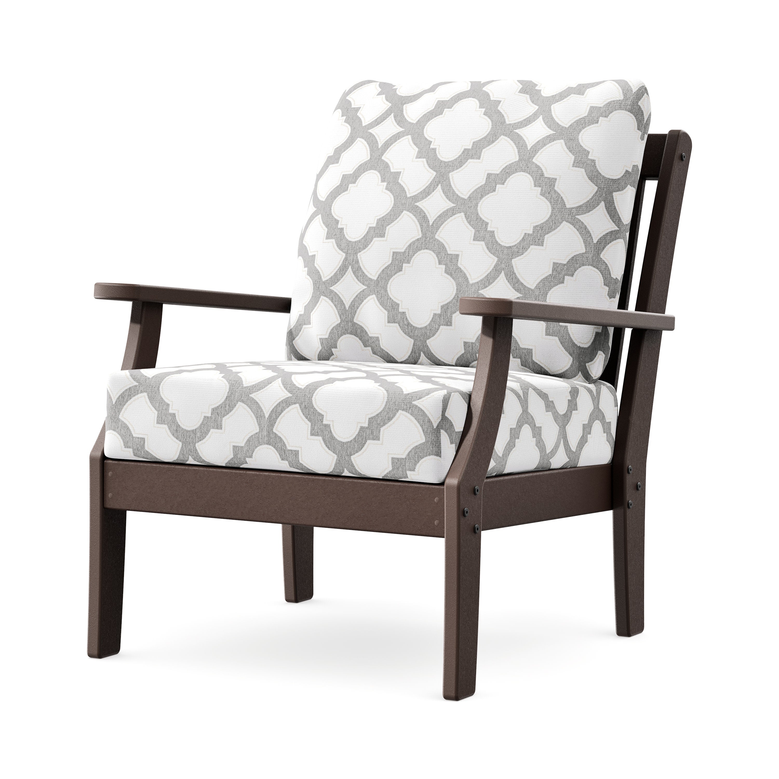 Braxton Deep Seating Chair in Mahogany / Trellis Grey Mist