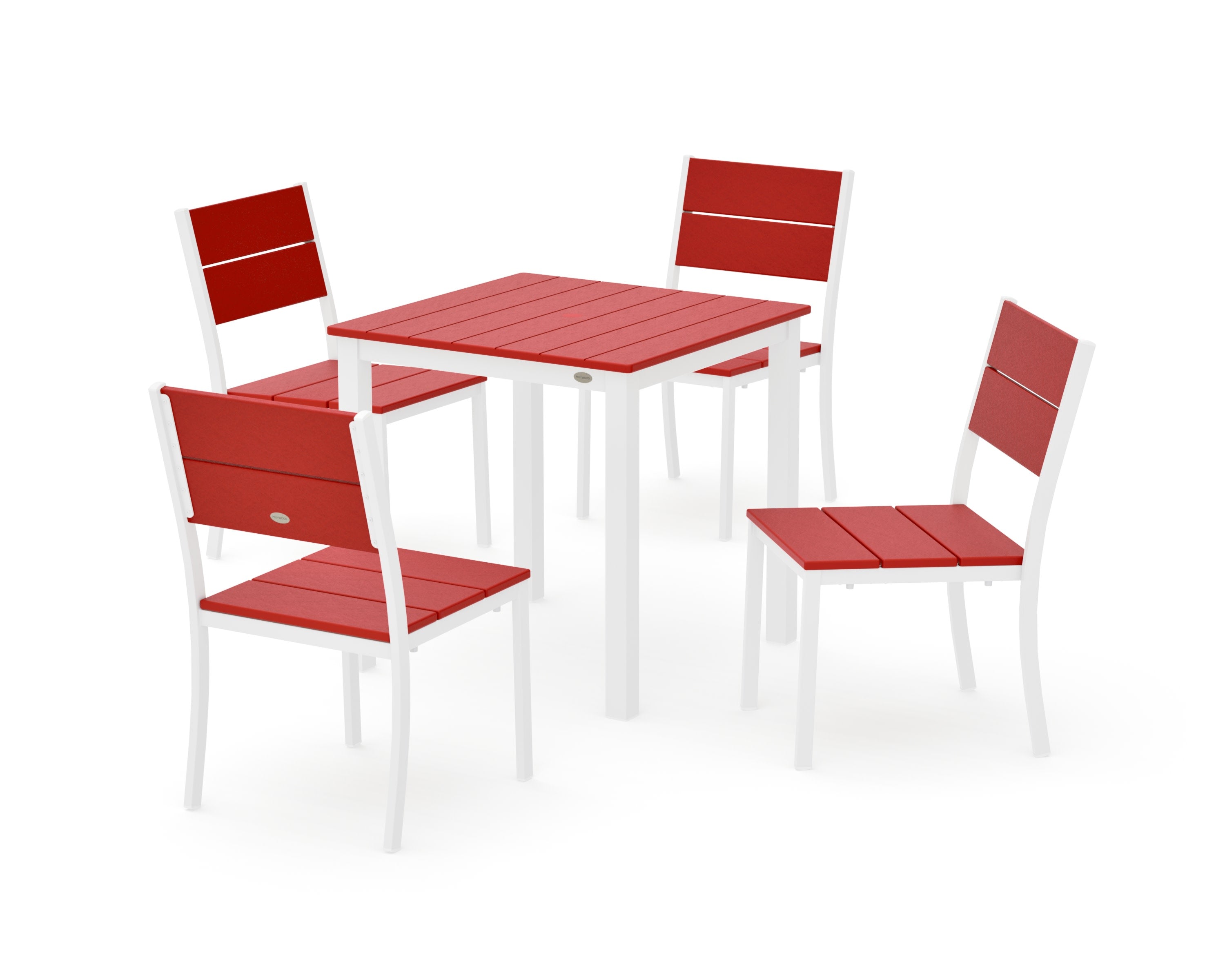 Main Street 5-Piece Square Dining Set- Small in White / Sunset Red