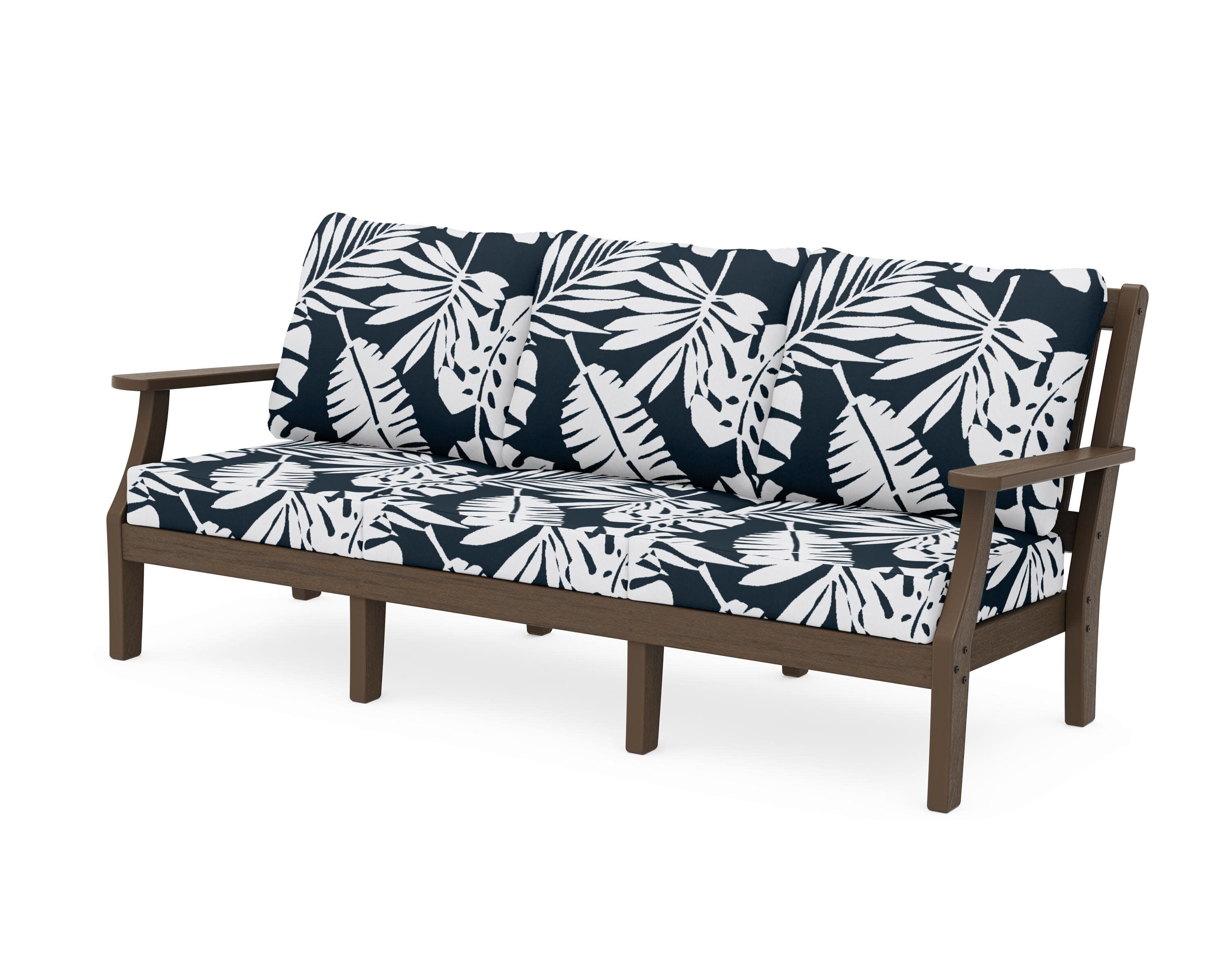 Chinoiserie Deep Seating Sofa in Kona / Leaf Marine Indigo